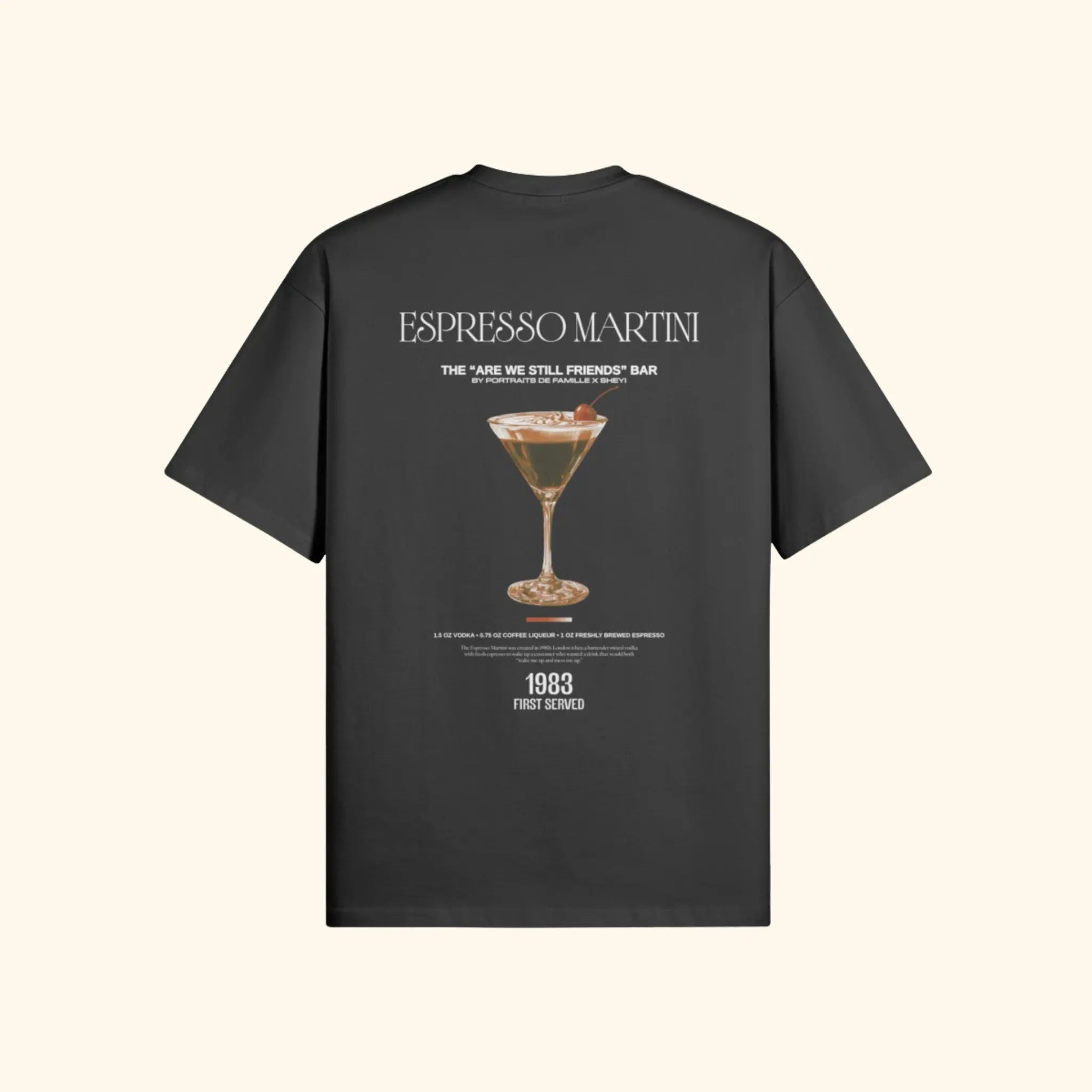 Portraits de Famille Liquid The Tee Espresso Martini Midnight Black Heavy Cotton Back
