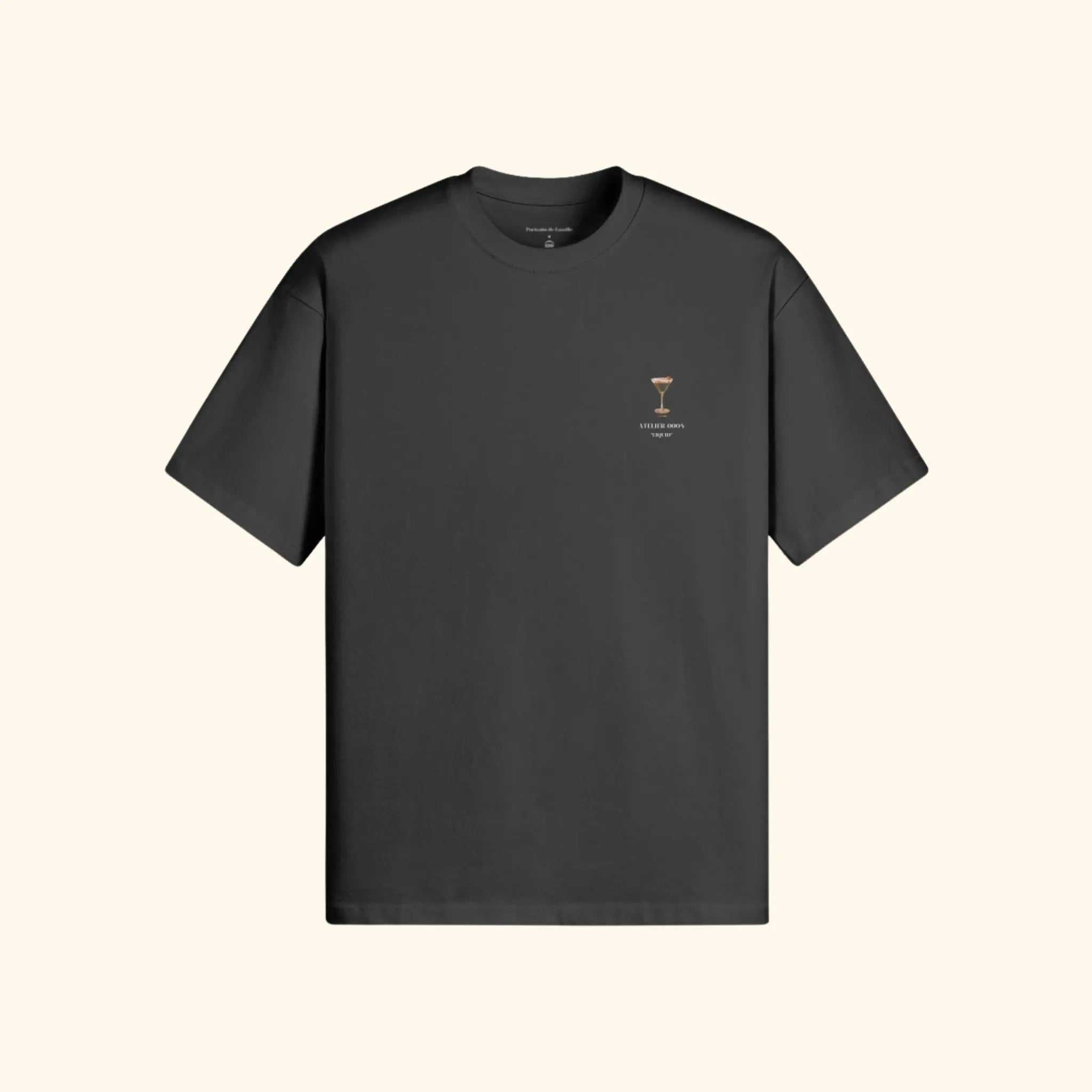 Portraits de Famille Liquid The Tee Espresso Martini Midnight Black Heavy Cotton Front