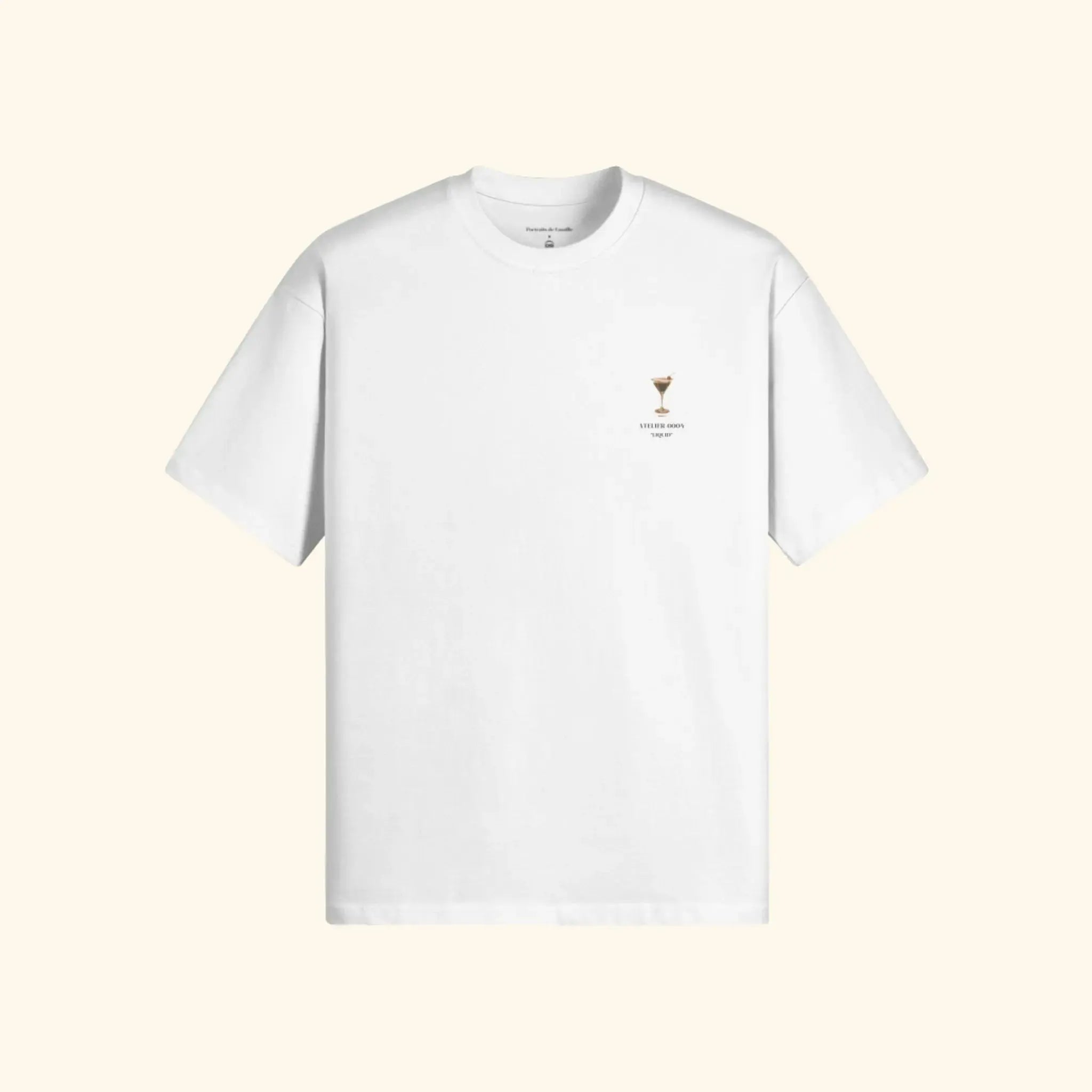 Portraits de Famille Liquid The Tee Espresso Martini Off White Heavy Cotton Front