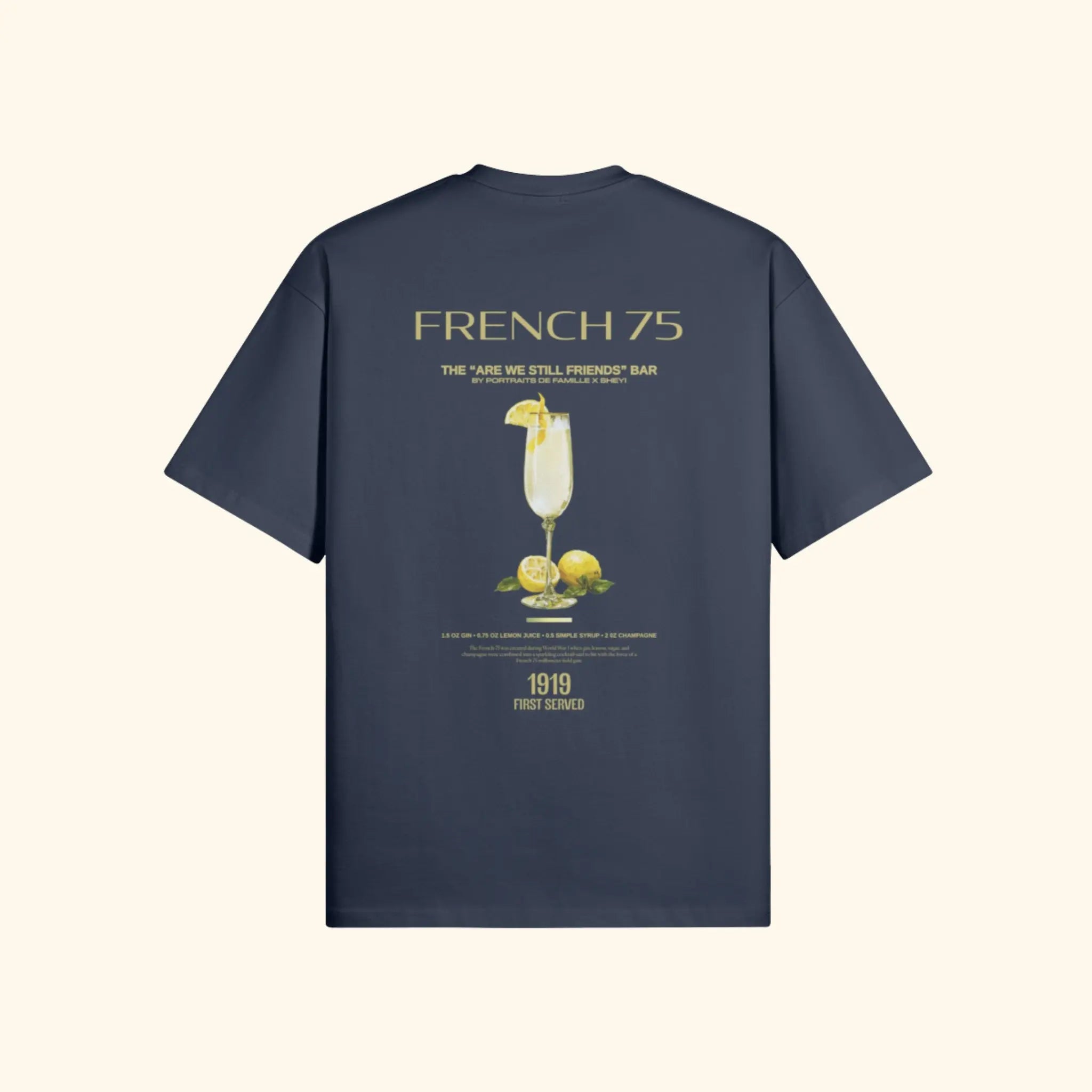 Portraits de Famille Liquid The Tee French 75 Harbor Blue Heavy Cotton Back