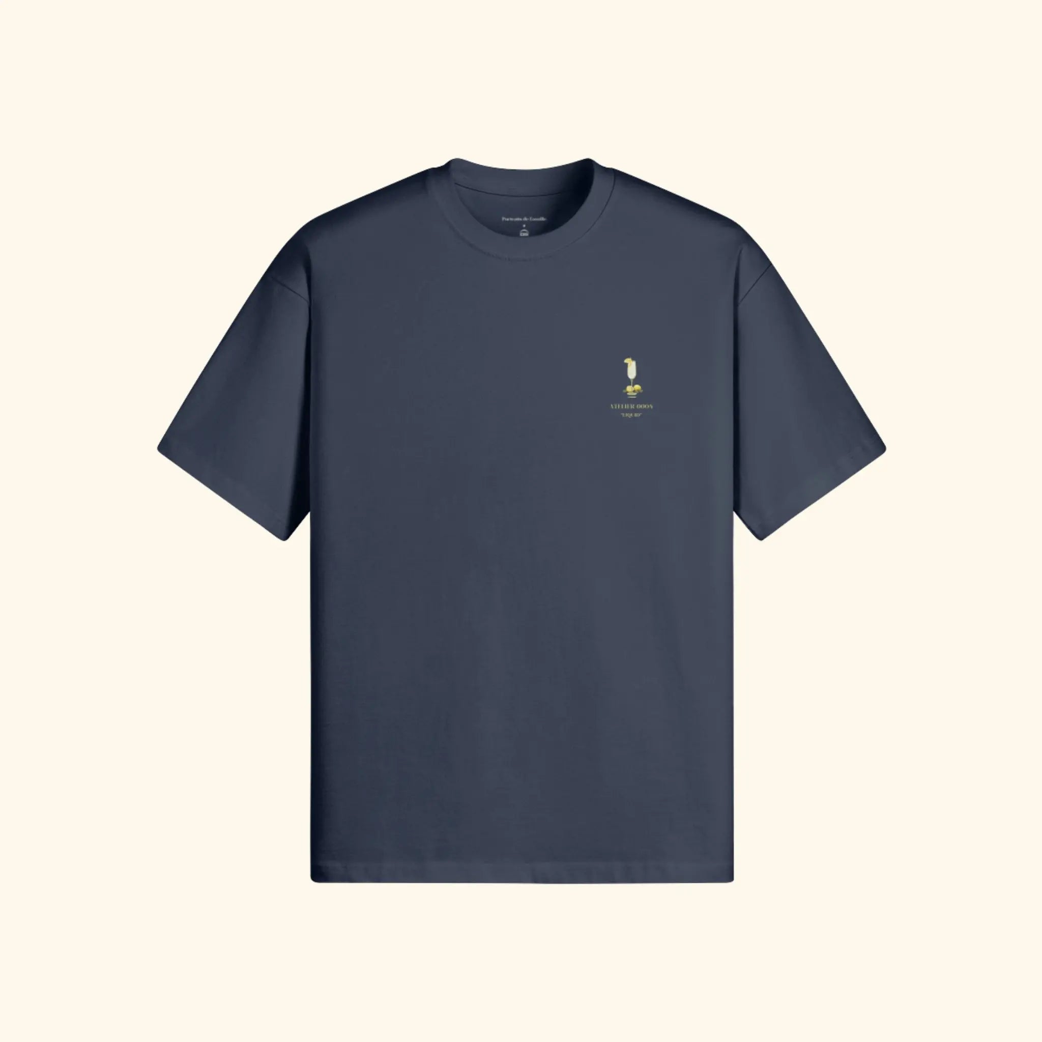 Portraits de Famille Liquid The Tee French 75 Harbor Blue Heavy Cotton Front