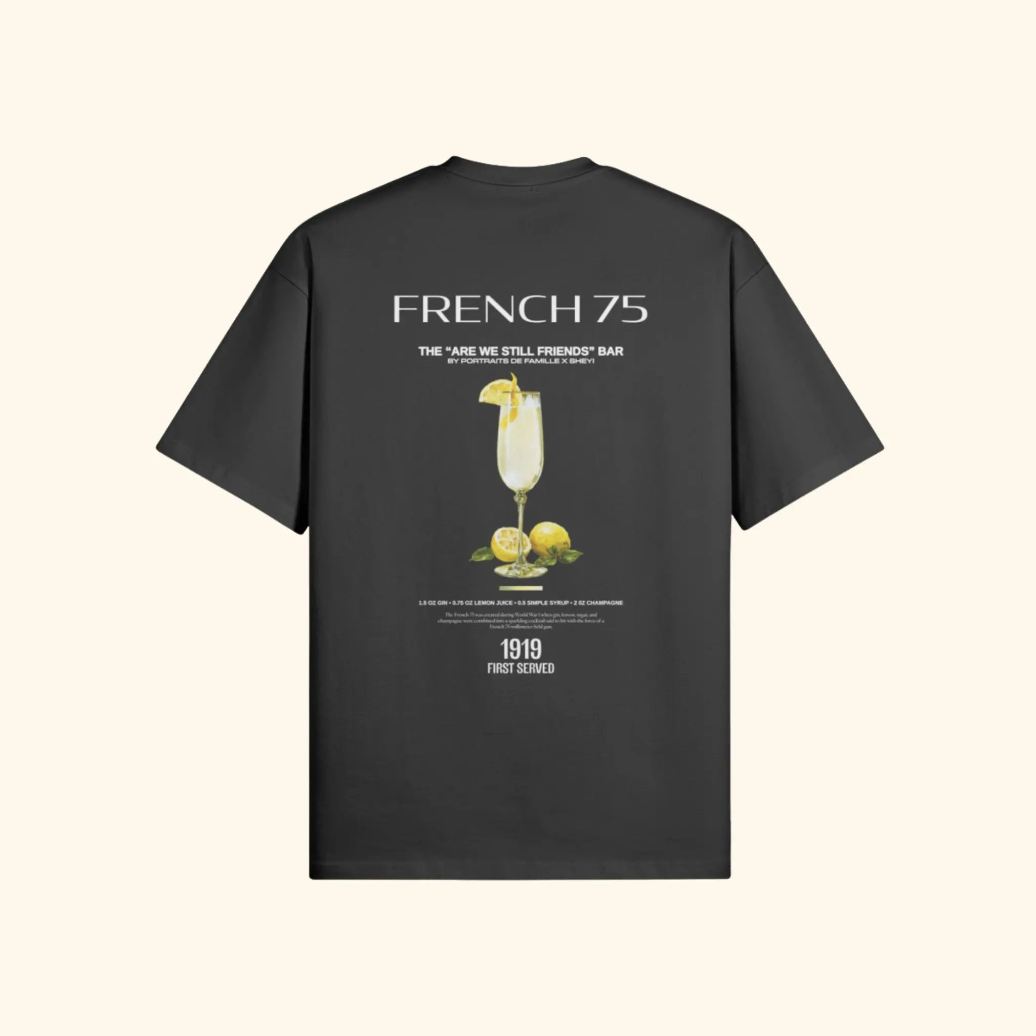 Portraits de Famille Liquid The Tee French 75 Midnight Black Heavy Cotton Back