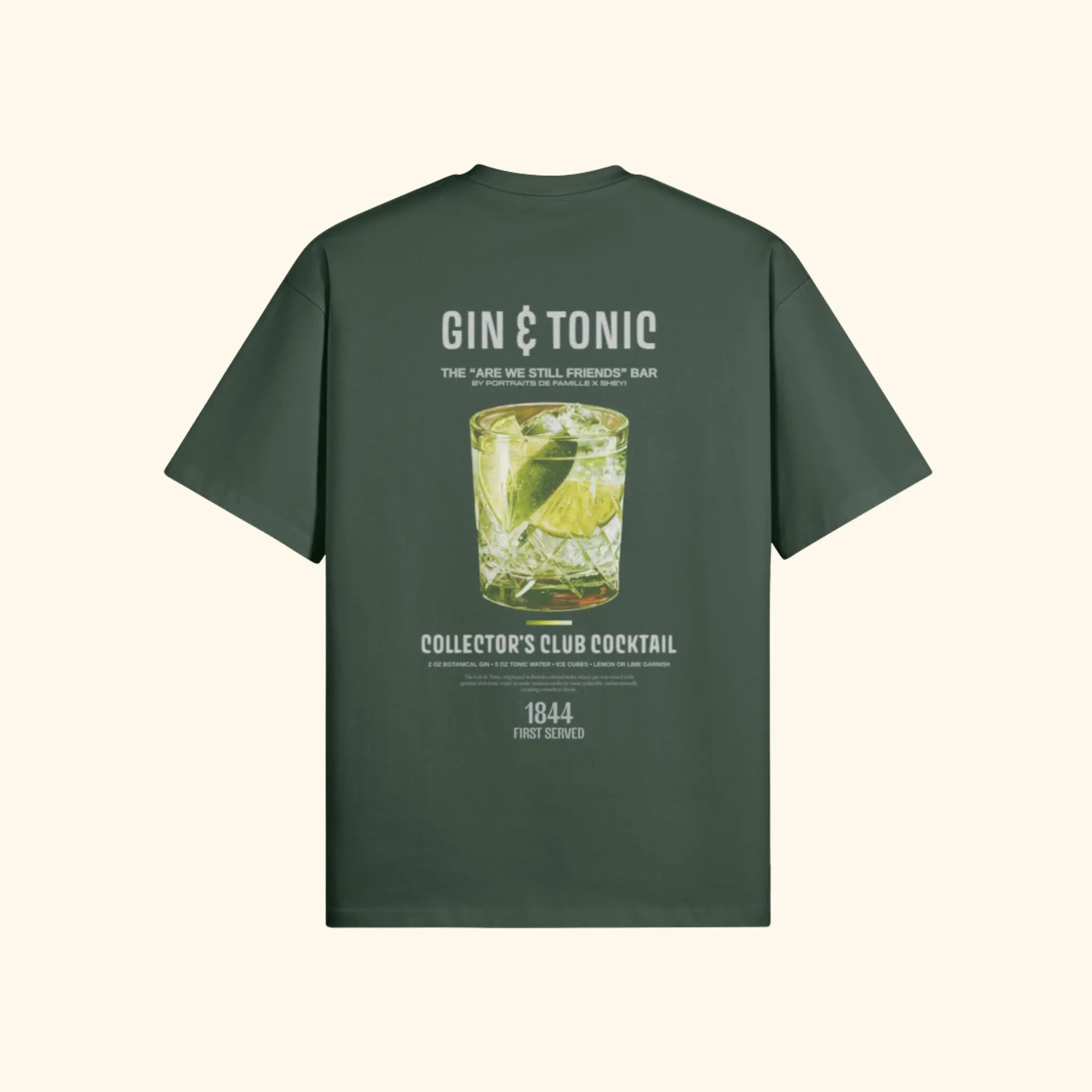 Portraits de Famille Liquid The Tee Gin & Tonic Forest Green Heavy Cotton Back
