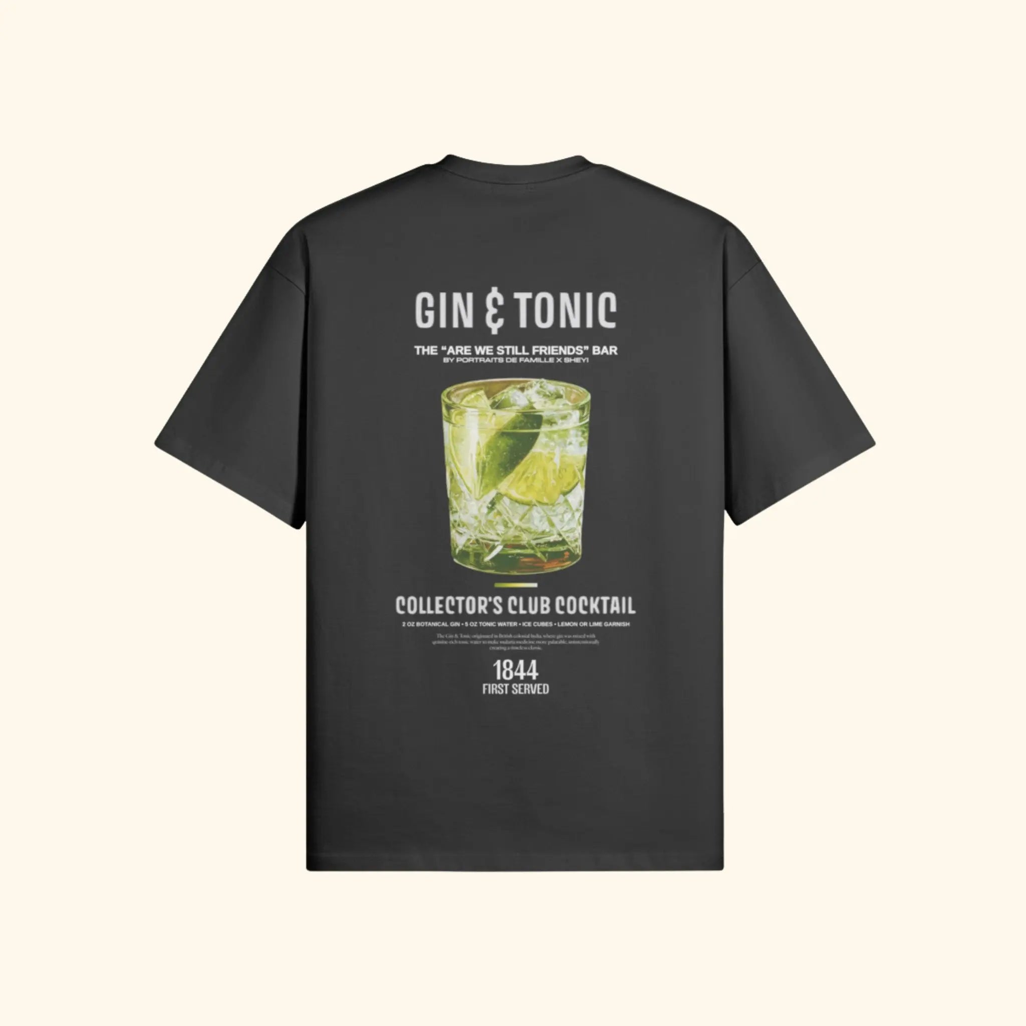 Portraits de Famille Liquid The Tee Gin & Tonic Midnight Black Heavy Cotton Back