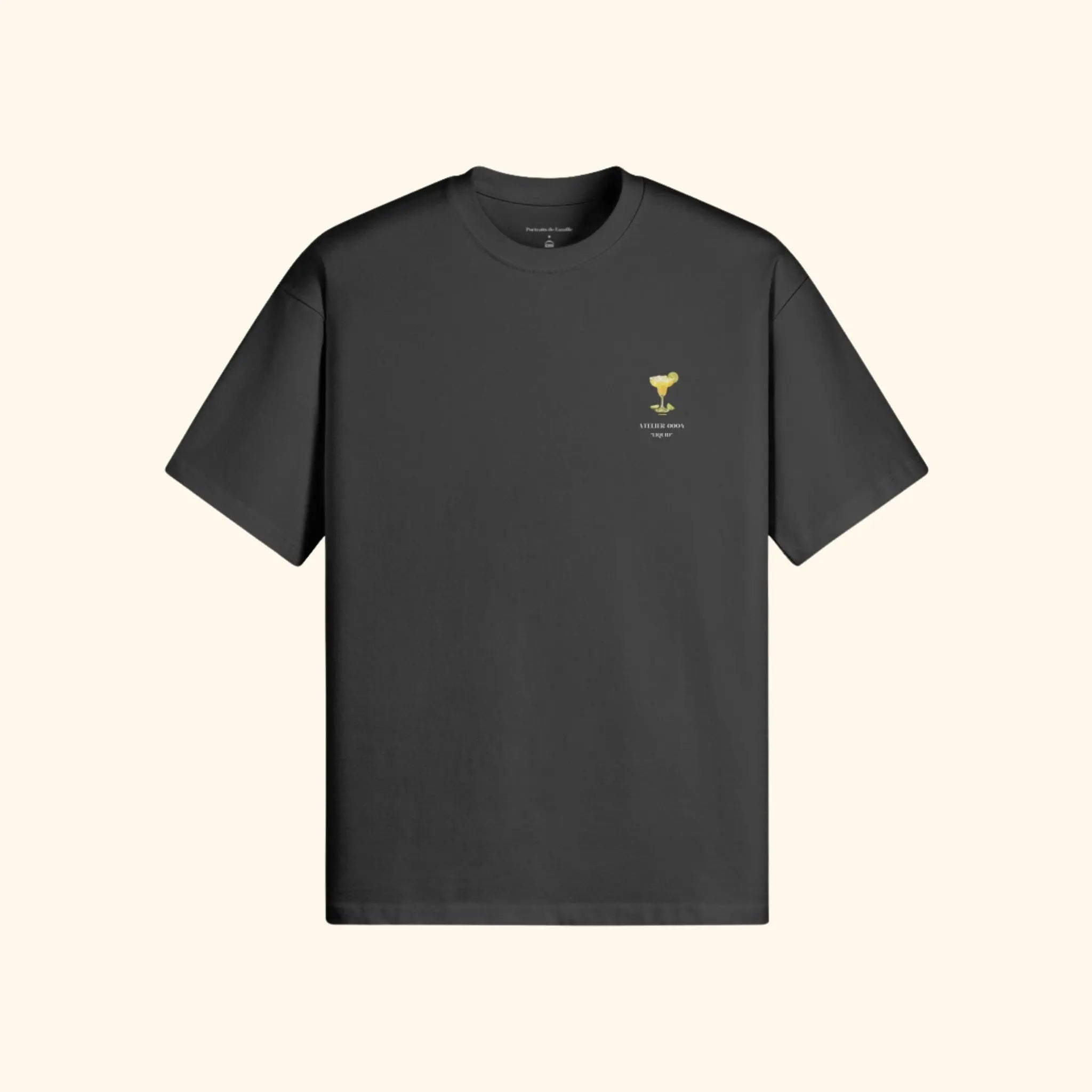 Portraits de Famille Liquid The Tee Margarita Midnight Black Heavy Cotton Front