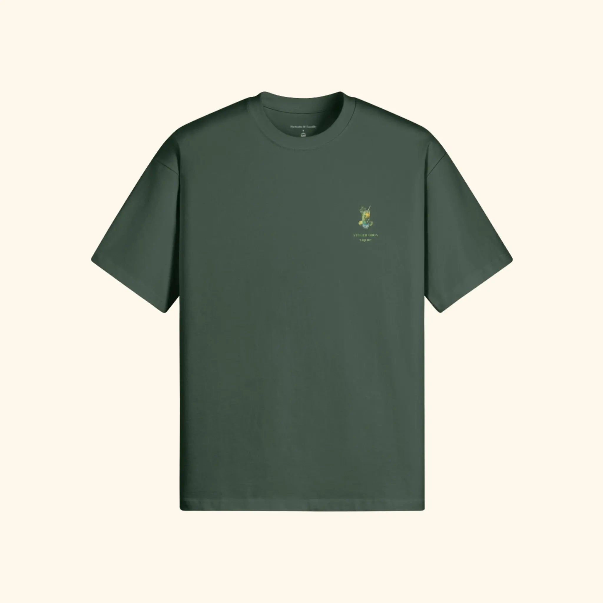 Portraits de Famille Liquid The Tee Mojito Forest Green Heavy Cotton Front