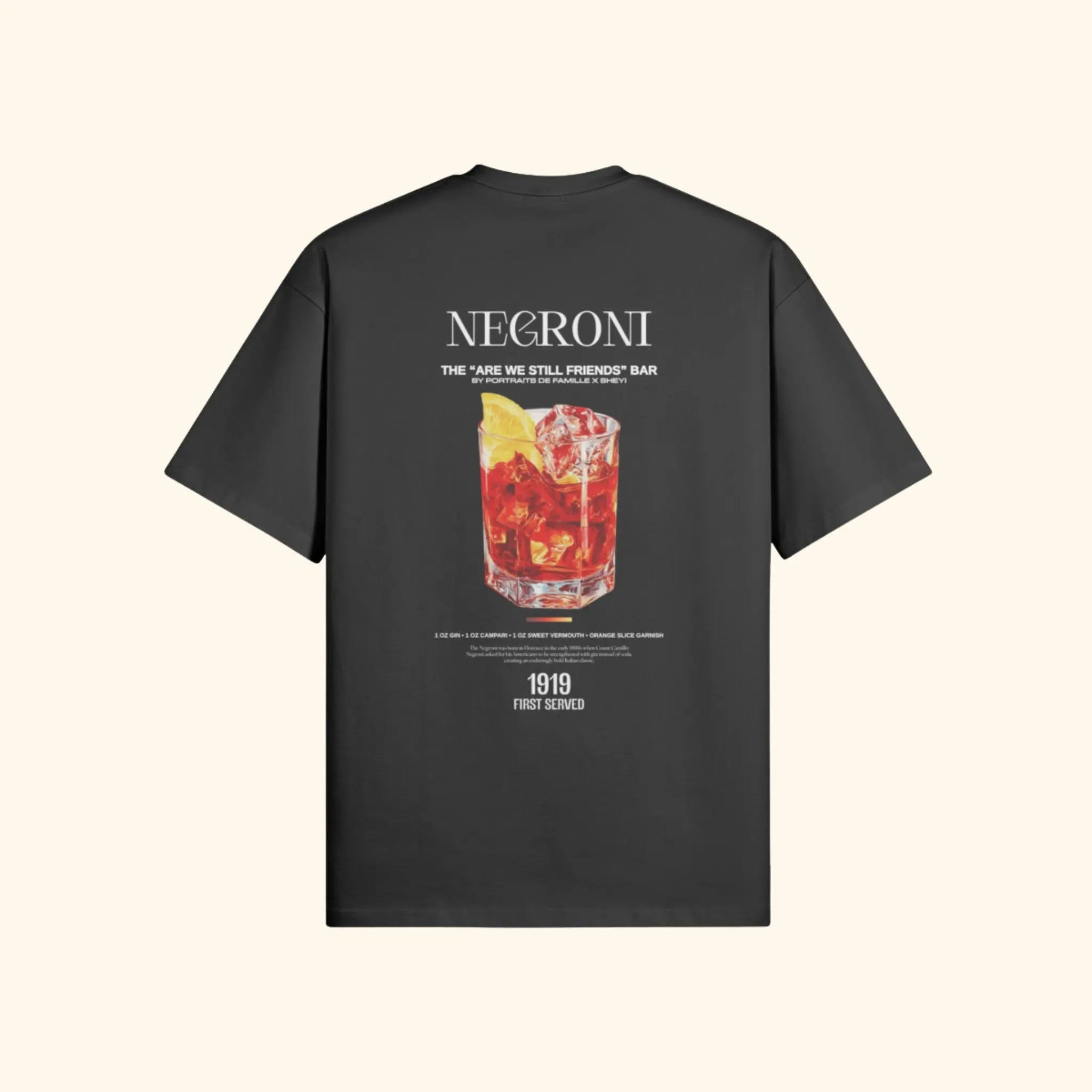 Portraits de Famille Liquid The Tee Negroni Midnight Black Heavy Cotton Back
