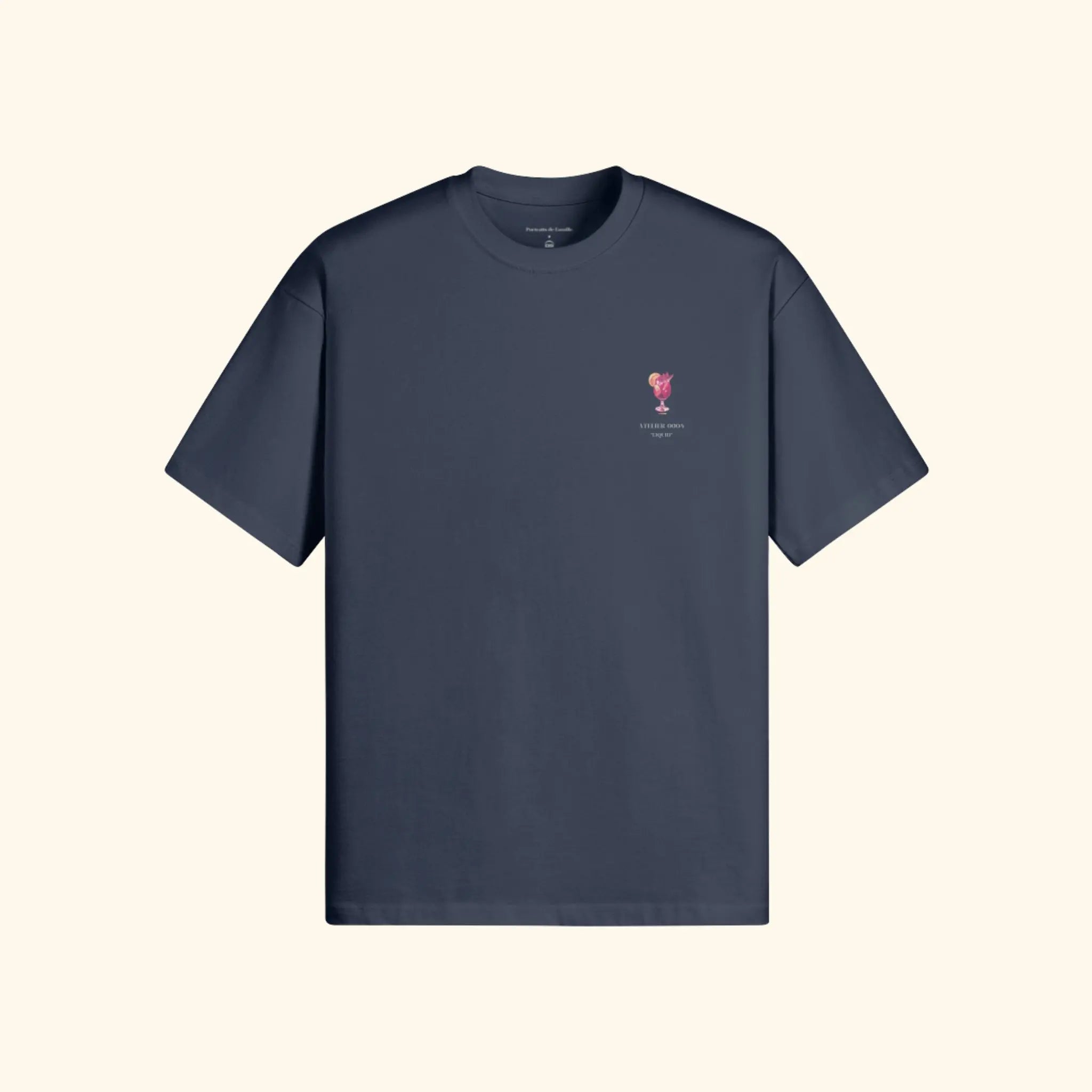 Portraits de Famille Liquid The Tee Sangria Harbor Blue Heavy Cotton Front