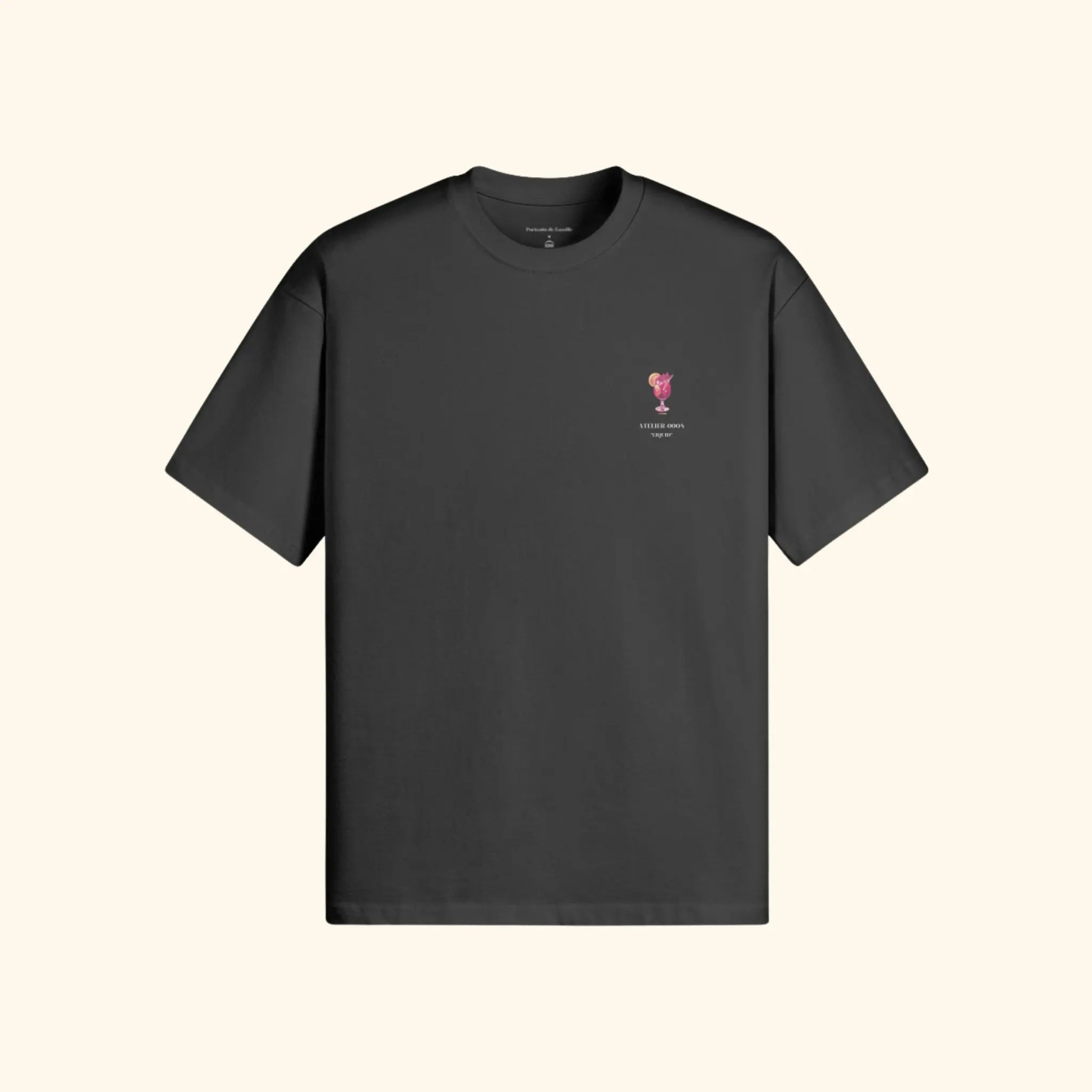 Portraits de Famille Liquid The Tee Sangria Midnight Black Heavy Cotton Front
