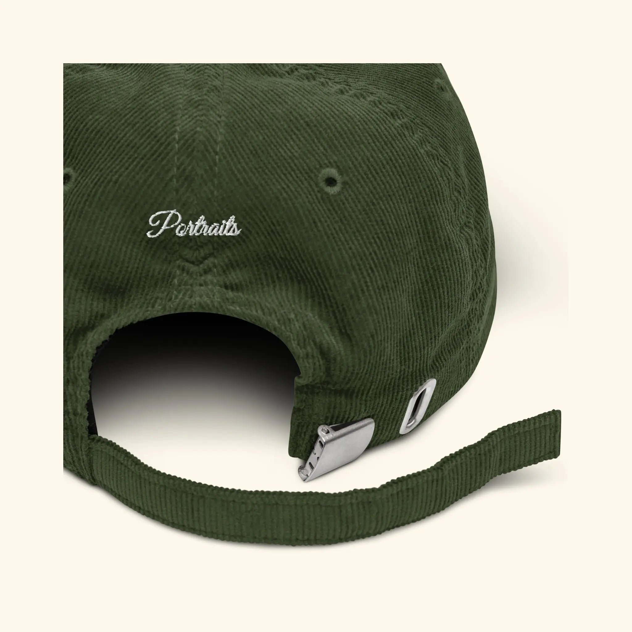 Portraits de Famille The Cap Corduroy Forest Green Cotton Side