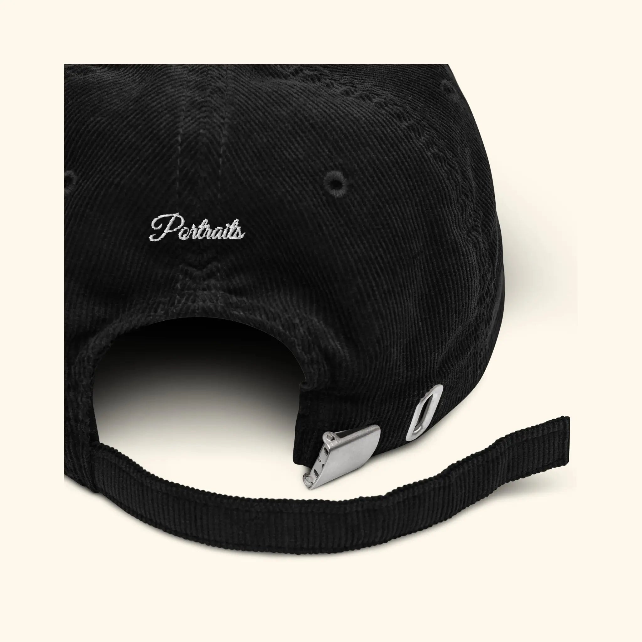 Portraits de Famille The Cap Corduroy Midnight Black Cotton Side