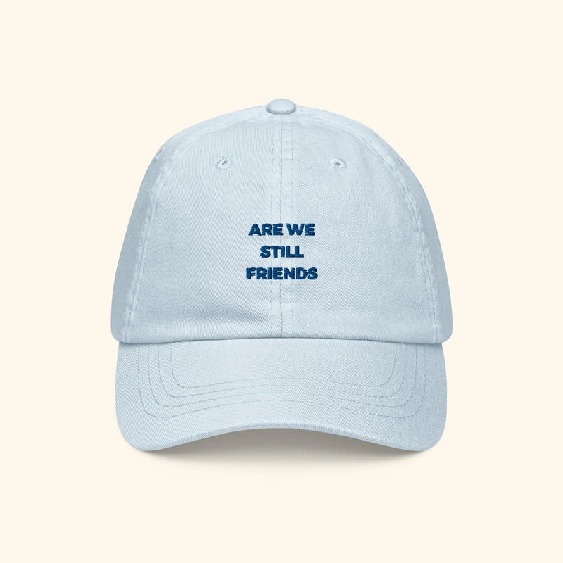 Portraits de Famille The Cap Slogan Pastel Blue Organic Cotton Front