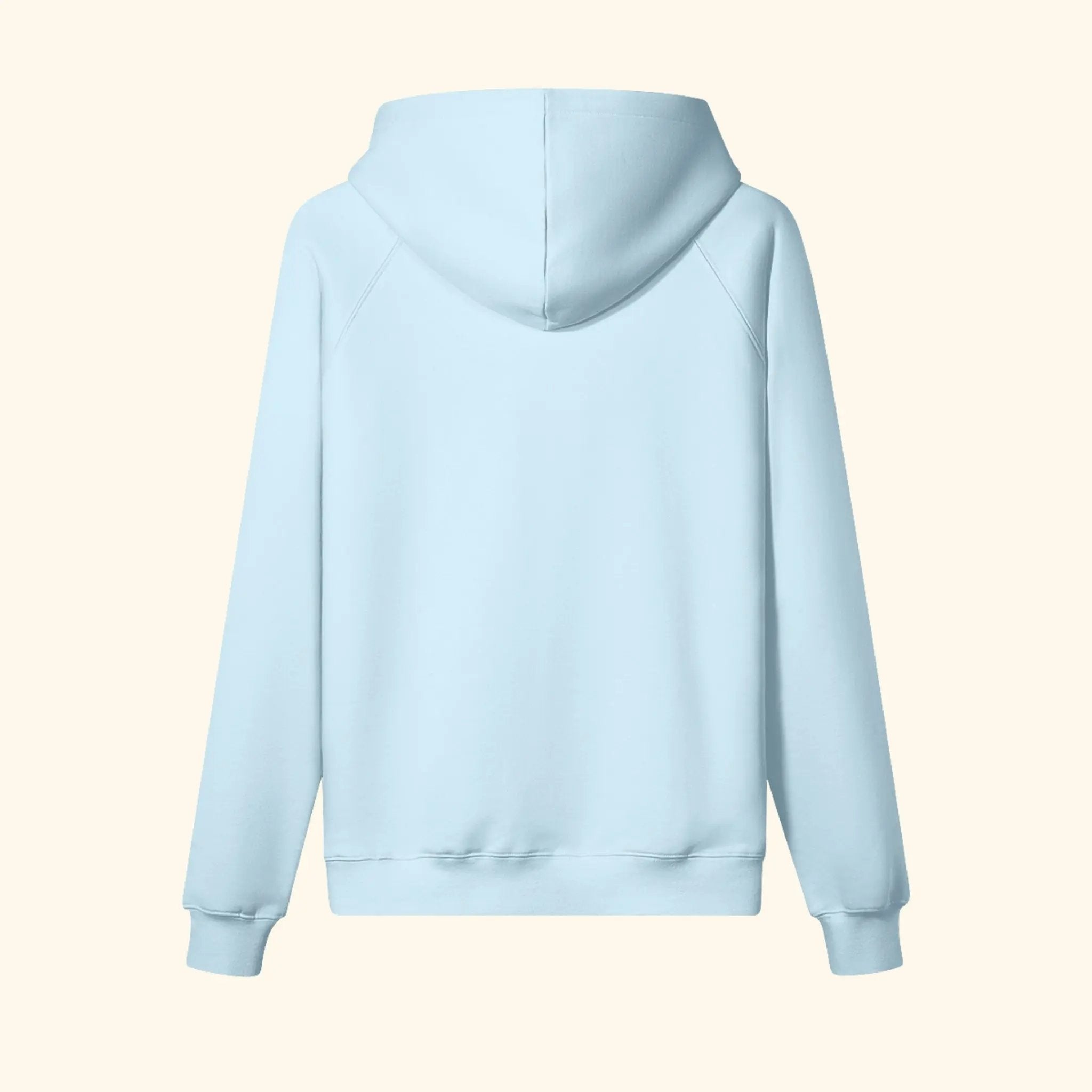 Portraits de Famille The Essentials The Hoodie Logo Embroidered Azure Whisper Heavy Cotton Back
