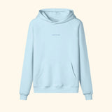 Portraits de Famille The Essentials The Hoodie Logo Embroidered Azure Whisper Heavy Cotton Front