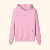 Portraits de Famille The Essentials The Hoodie Logo Embroidered Flamingo Pink Heavy Cotton Front