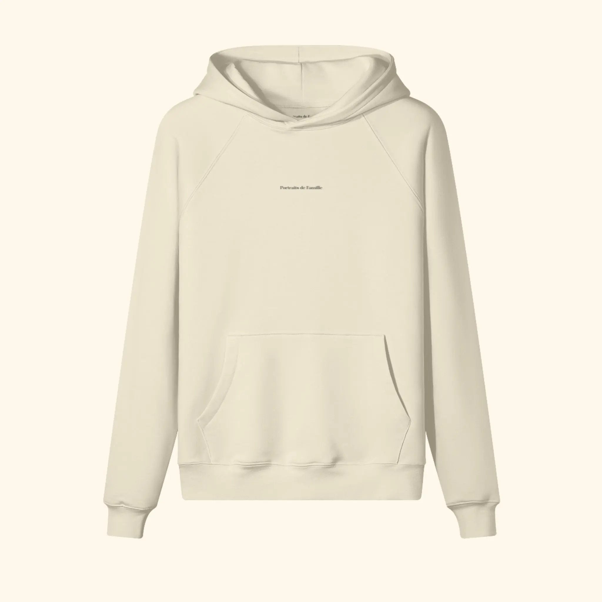 Portraits de Famille The Essentials The Hoodie Logo Embroidered Pastel Beige Heavy Cotton Front