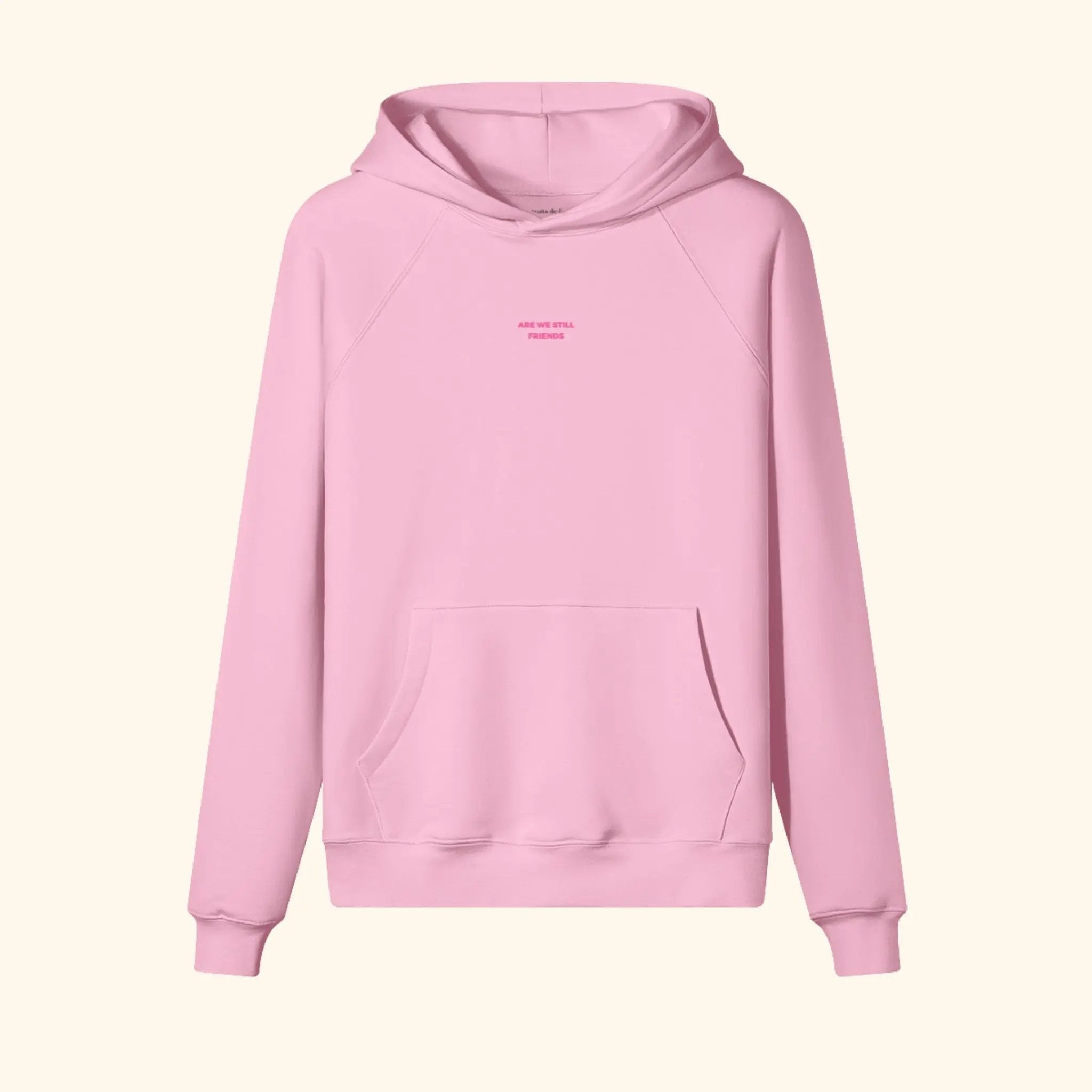 Portraits de Famille The Essentials The Hoodie Pass Embroidered Flamingo Pink Heavy Cotton Front