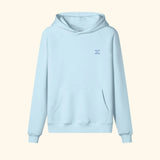 Portraits de Famille The Essentials The Hoodie Question Embroidered Azure Whisper Heavy Cotton Front