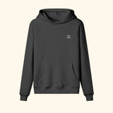 Portraits de Famille The Essentials The Hoodie Question Embroidered Midnight Black Heavy Cotton Front