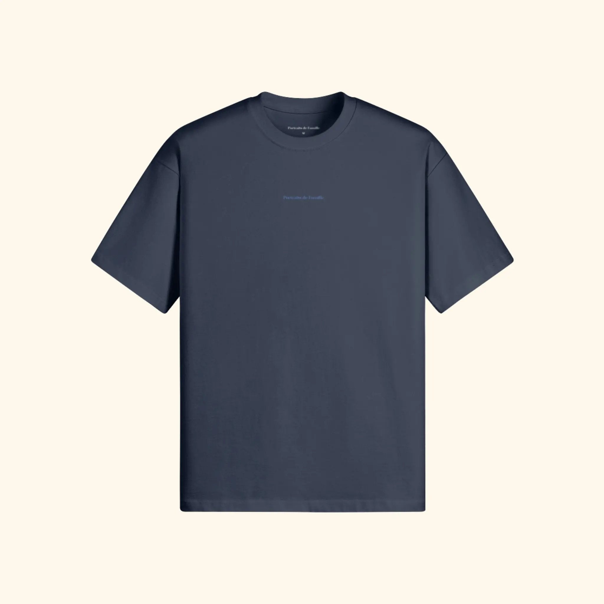 Portraits de Famille The Essentials The Tee Logo Embroidered Harbor Blue Heavy Cotton Front
