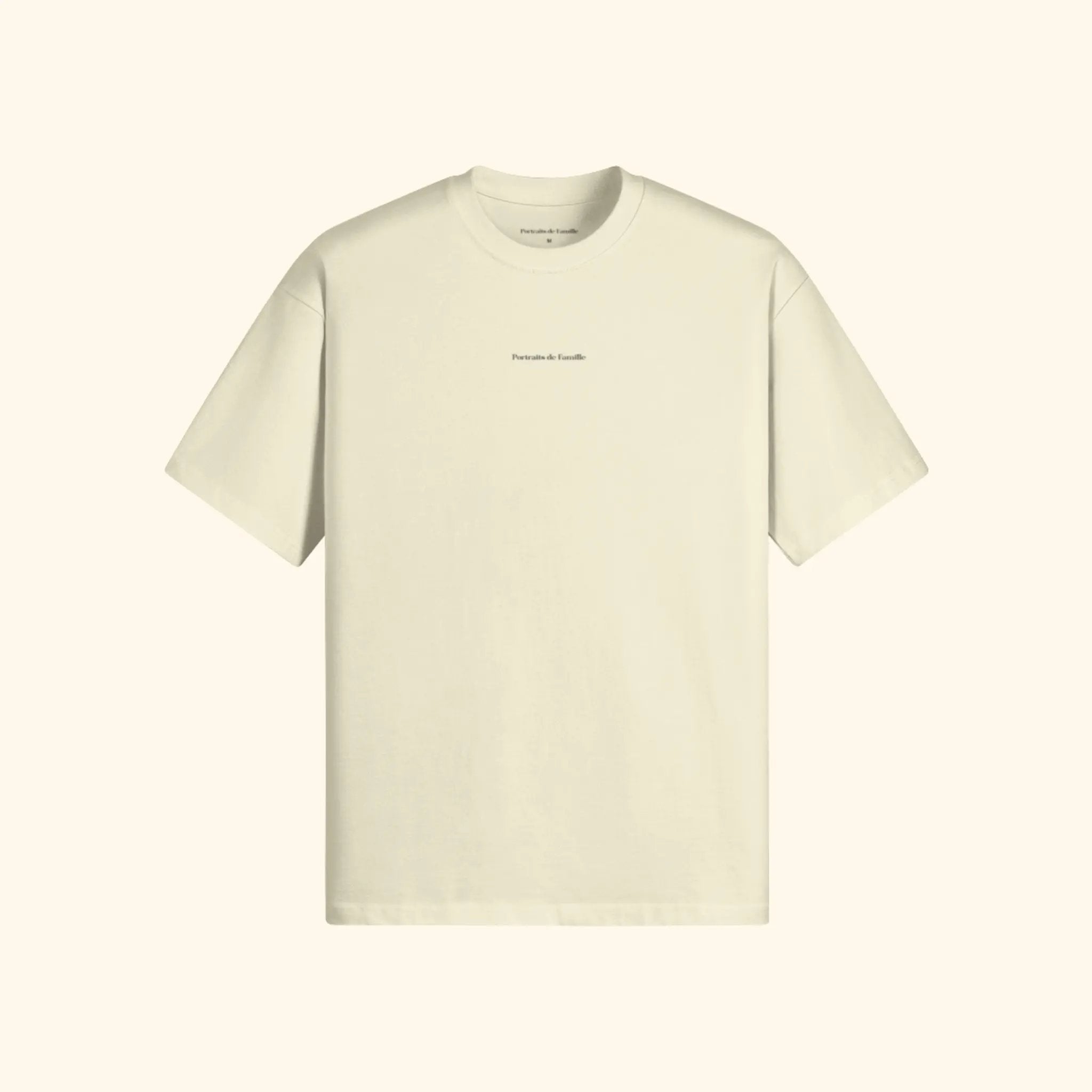Portraits de Famille The Essentials The Tee Logo Embroidered Pastel Cream Heavy Cotton Front