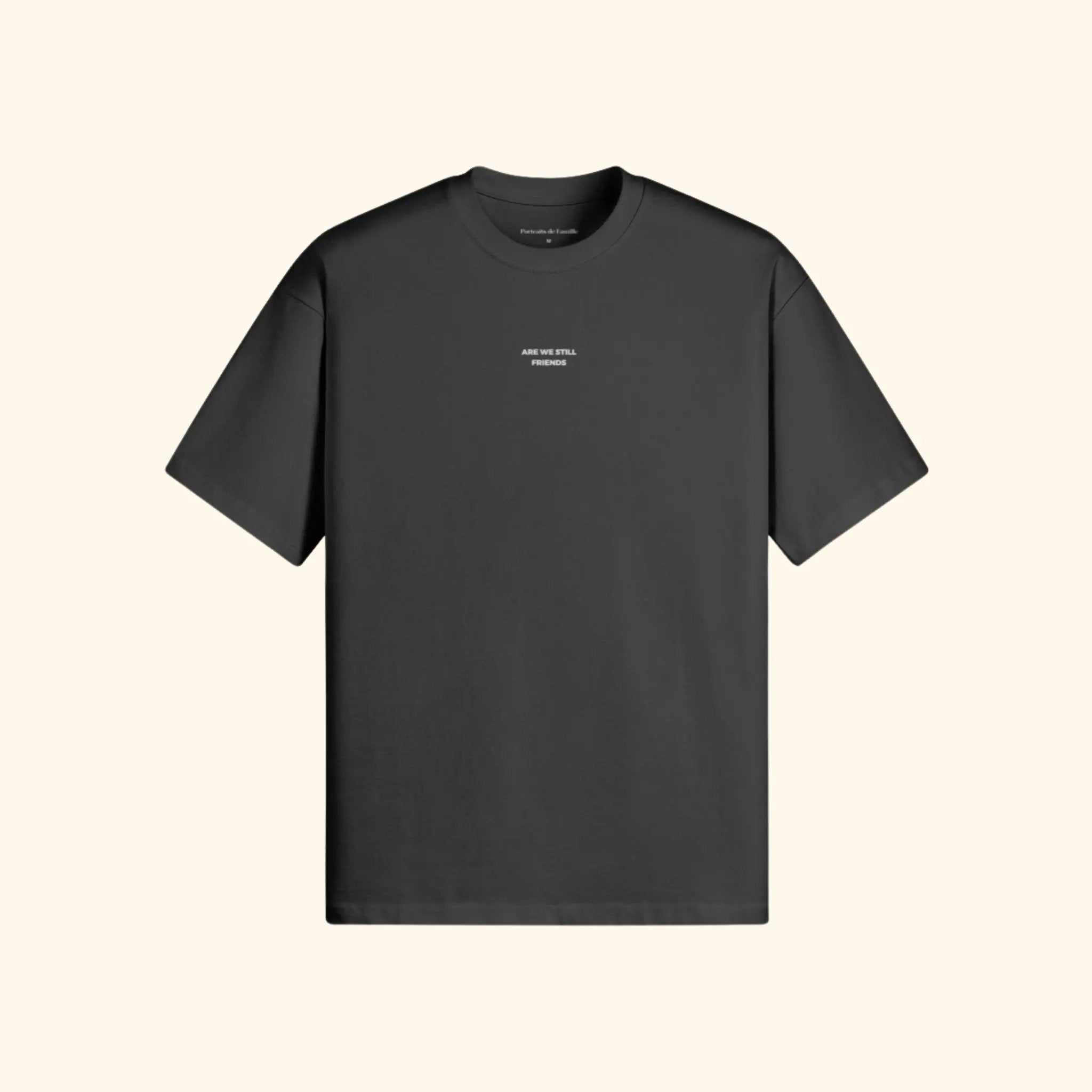 Portraits de Famille The Essentials The Tee Pass Embroidered Midnight Black Heavy Cotton Front