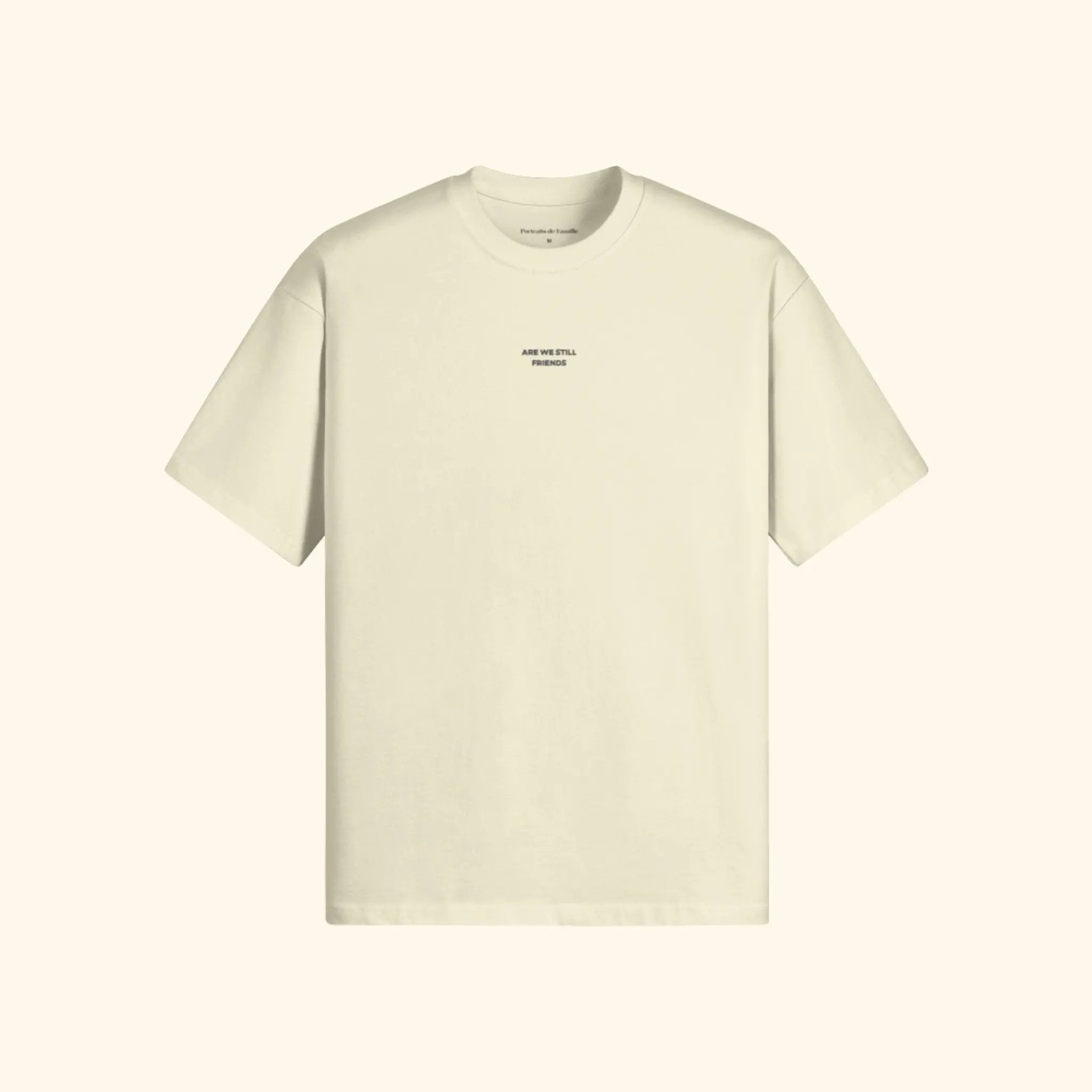 Portraits de Famille The Essentials The Tee Pass Embroidered Pastel Beige Heavy Cotton Front