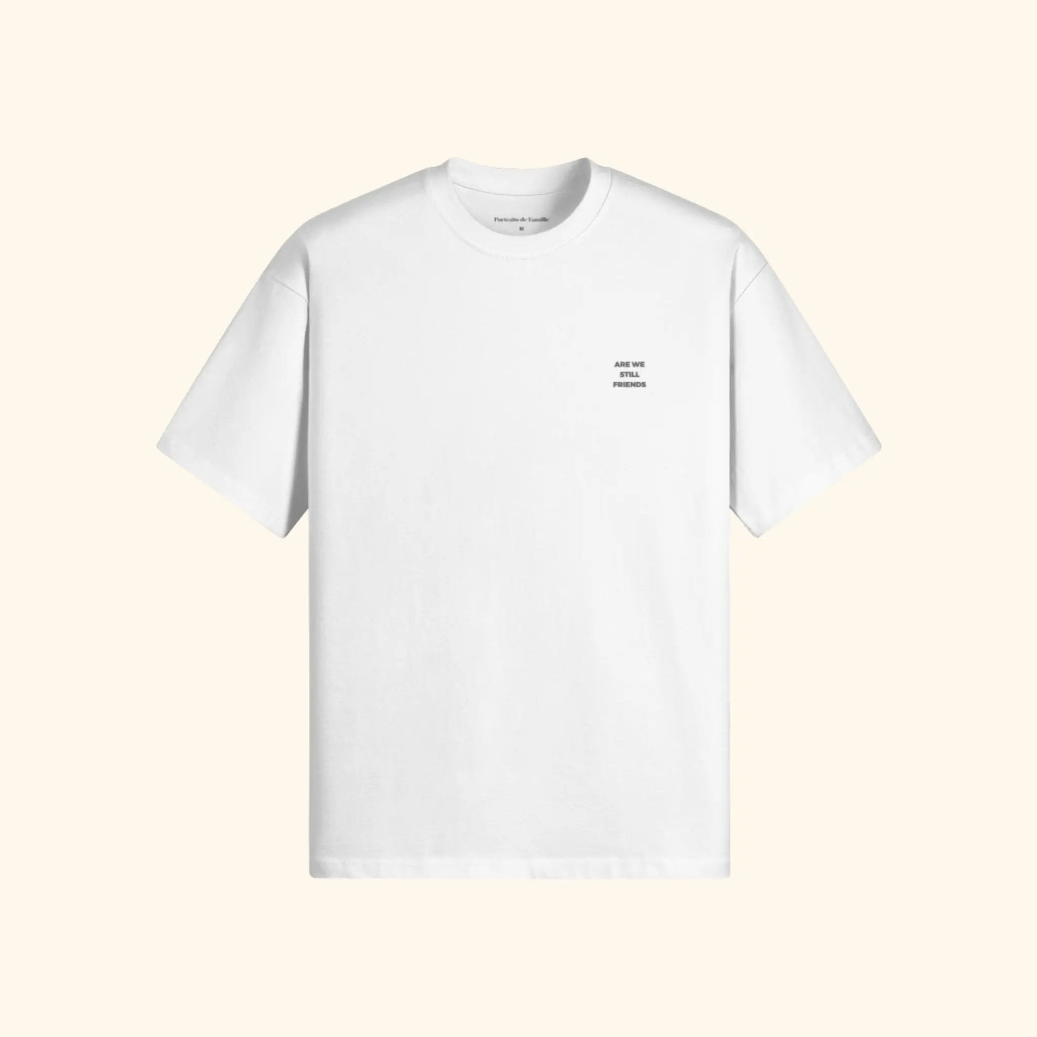 Portraits de Famille The Essentials The Tee Question Embroidered Off White Heavy Cotton Front