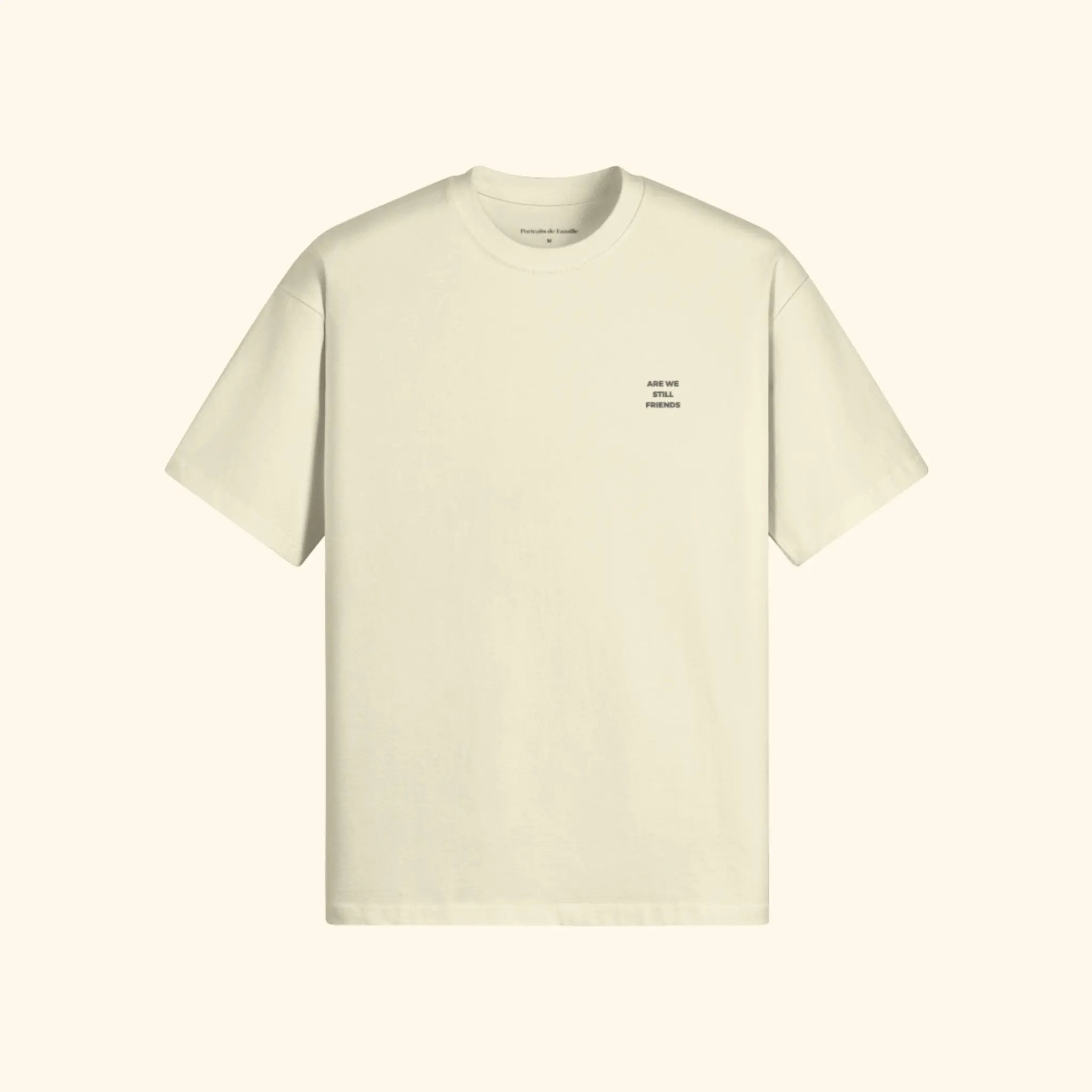 Portraits de Famille The Essentials The Tee Question Embroidered Pastel Cream Heavy Cotton Front
