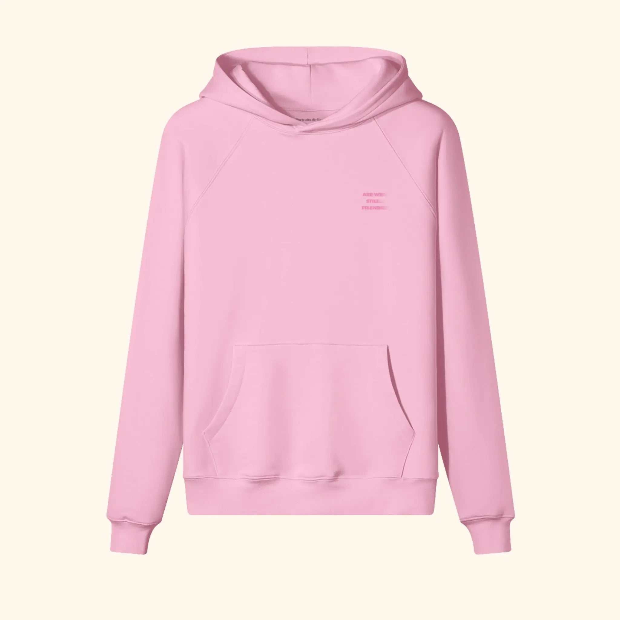 Portraits de Famille The Hoodie 2 Year Anniversary Flamingo Pink Heavy Cotton Front