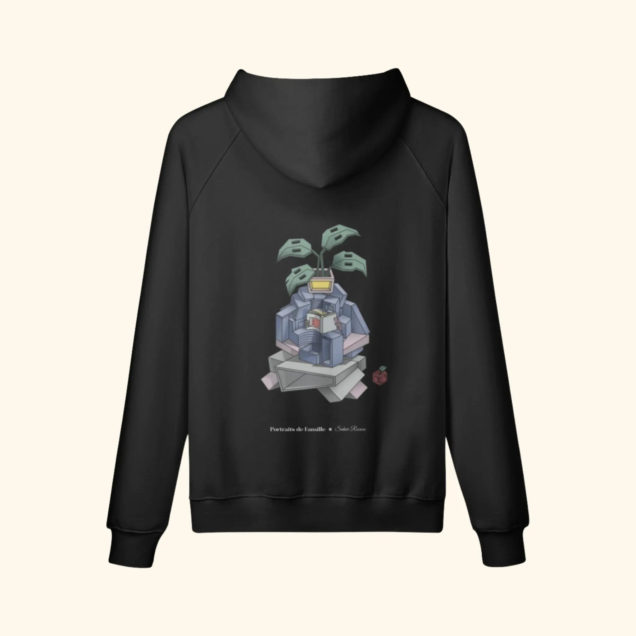 Portraits de Famille The Hoodie Blooming Midnight Black Heavy Cotton Back