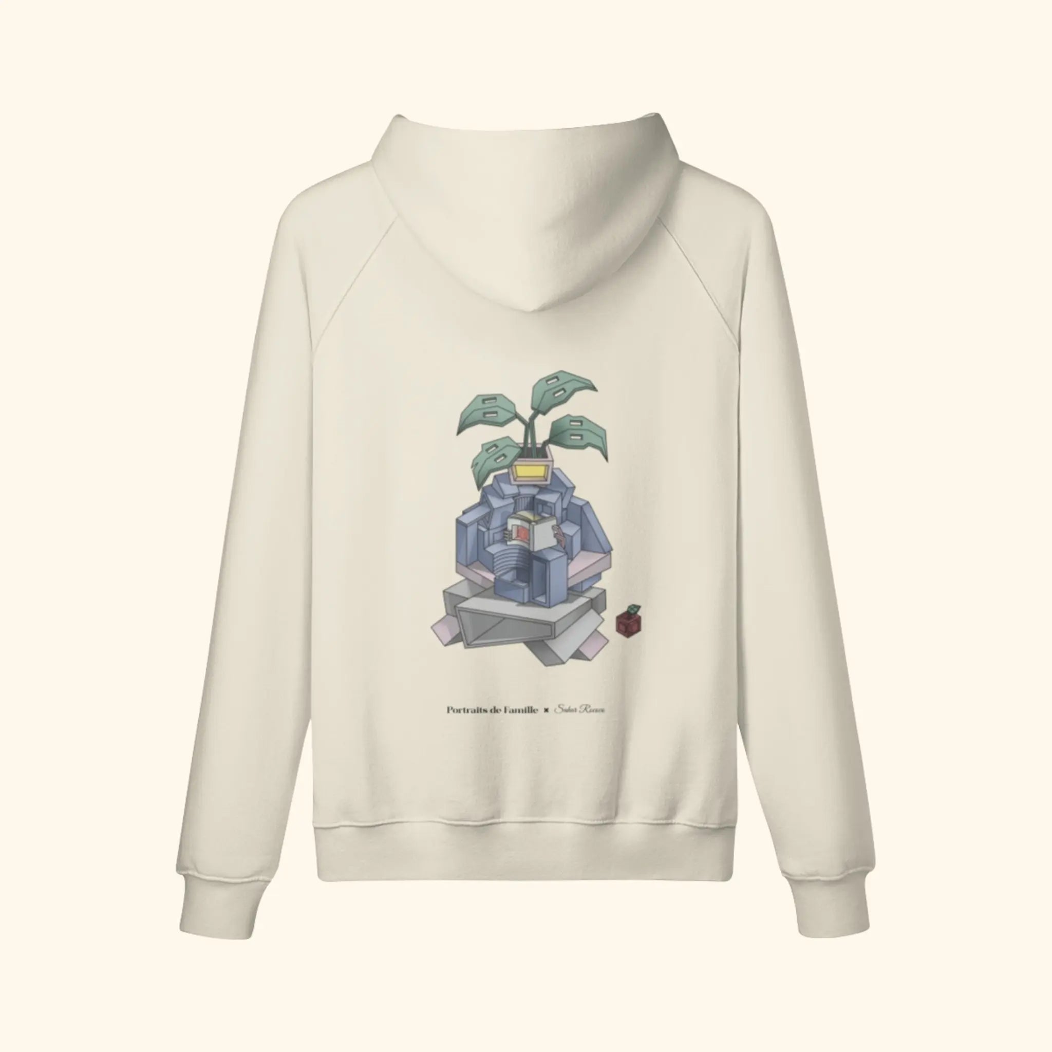 Portraits de Famille The Hoodie Blooming Pastel Beige Heavy Cotton Back