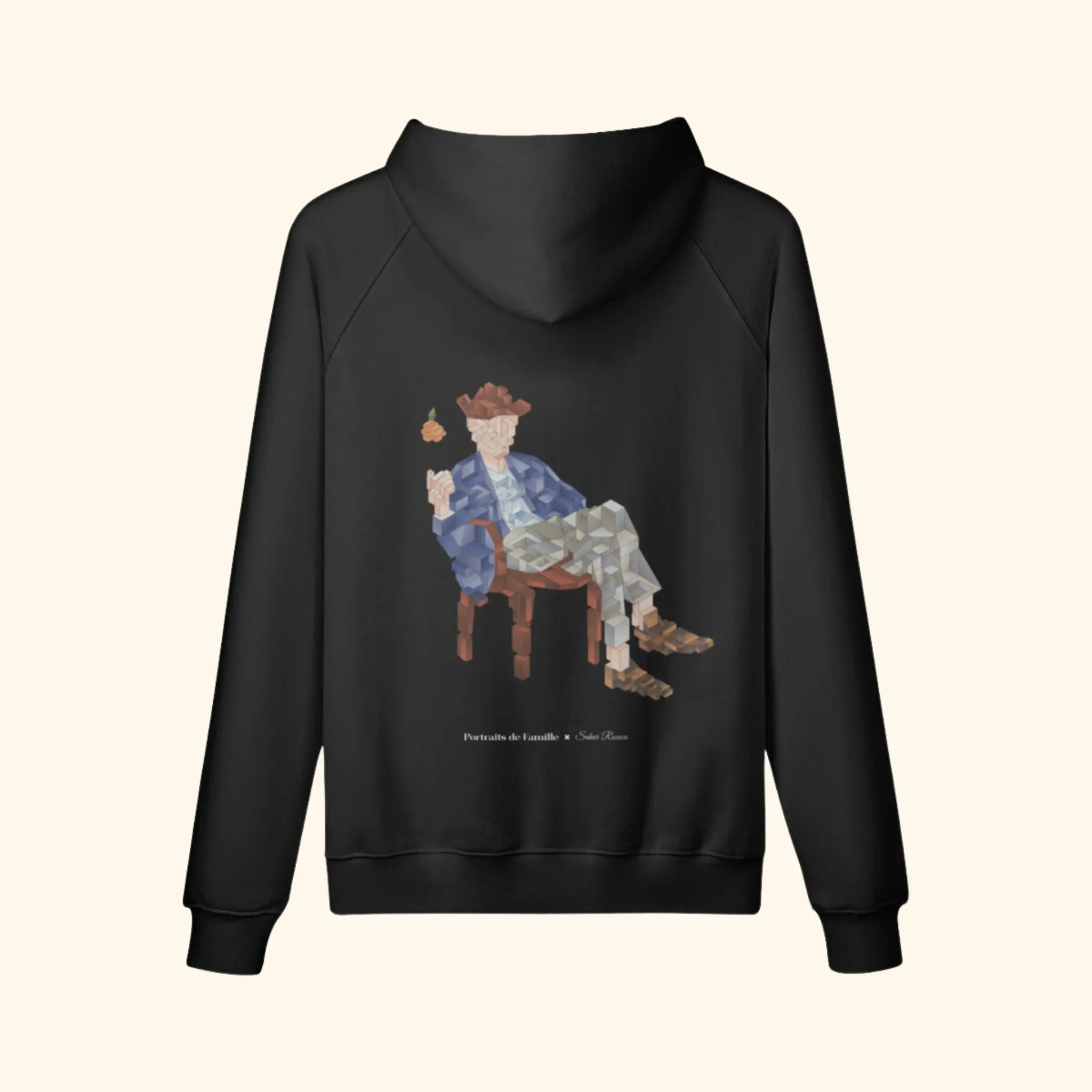 Portraits de Famille The Hoodie Catch Midnight Black Heavy Cotton Back