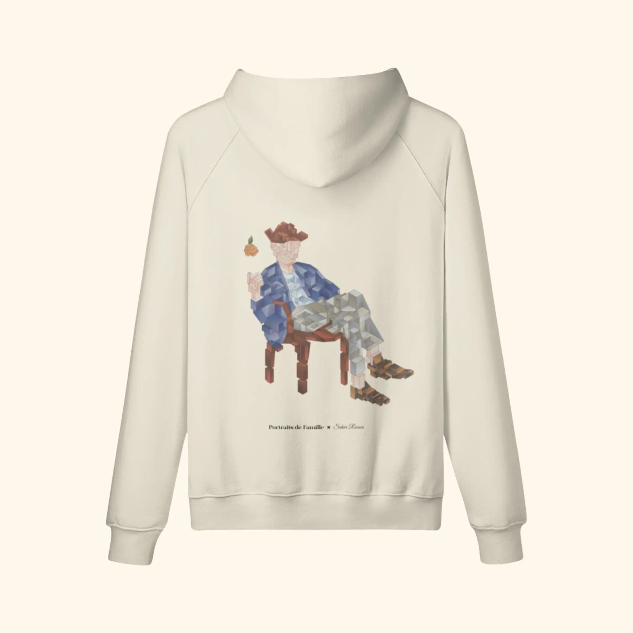 Portraits de Famille The Hoodie Catch Pastel Beige Heavy Cotton Back