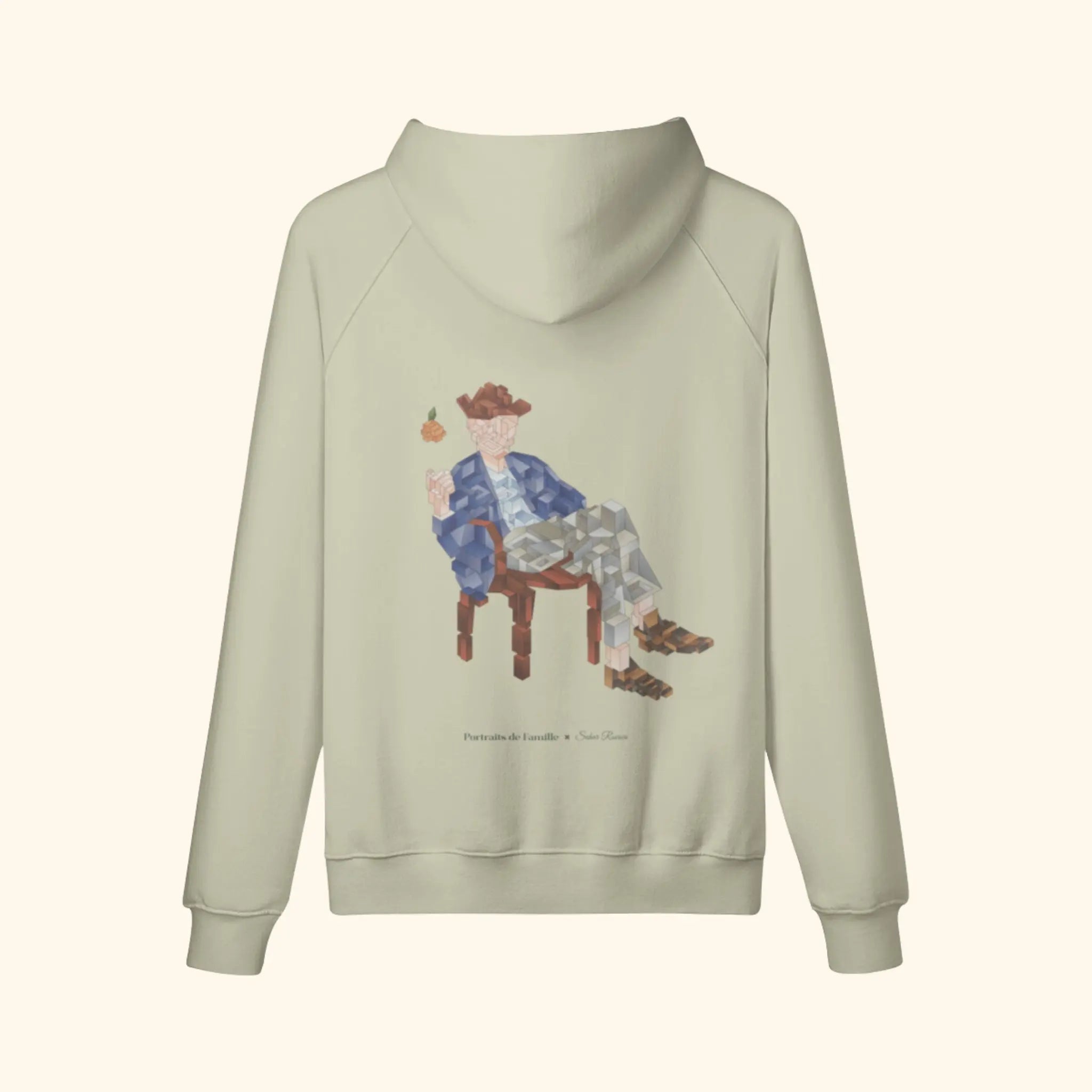 Portraits de Famille The Hoodie Catch Soft Khaki Heavy Cotton Back