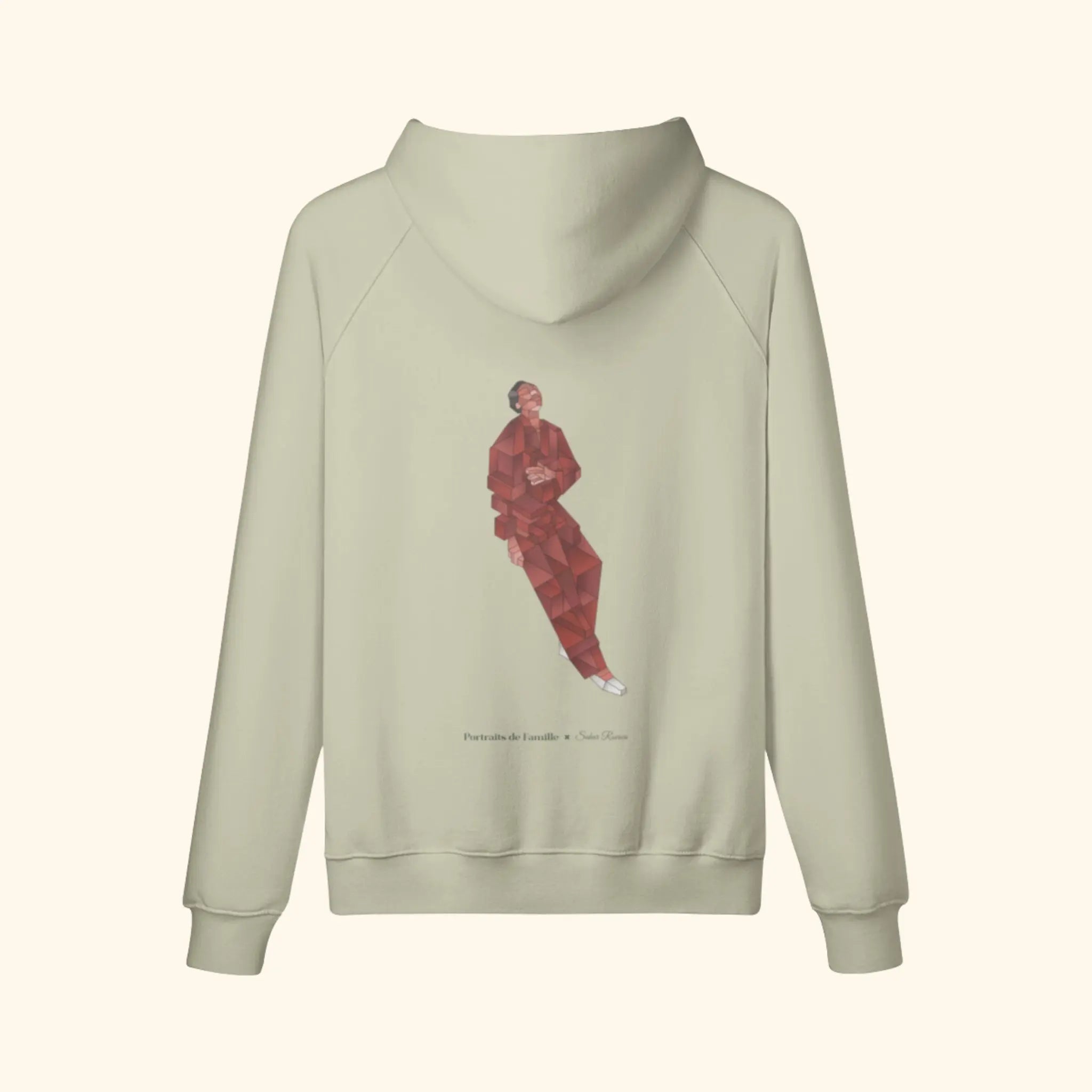 Portraits de Famille The Hoodie Discomfort Soft Khaki Heavy Cotton Back