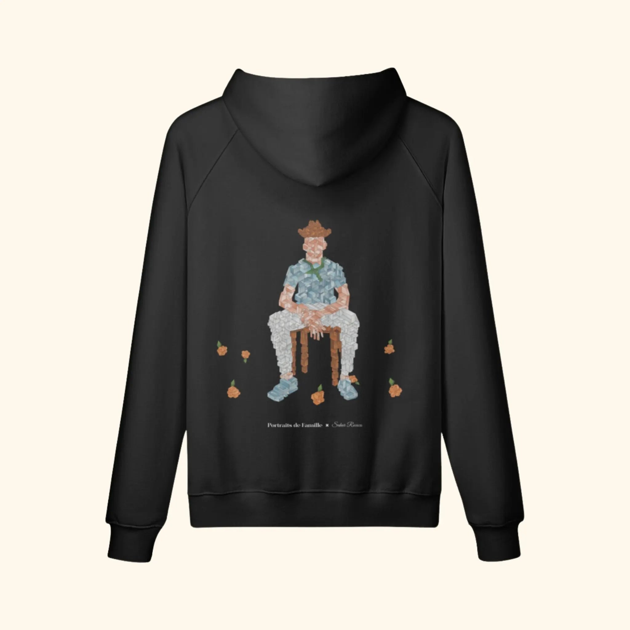 Portraits de Famille The Hoodie Falling Midnight Black Heavy Cotton Back