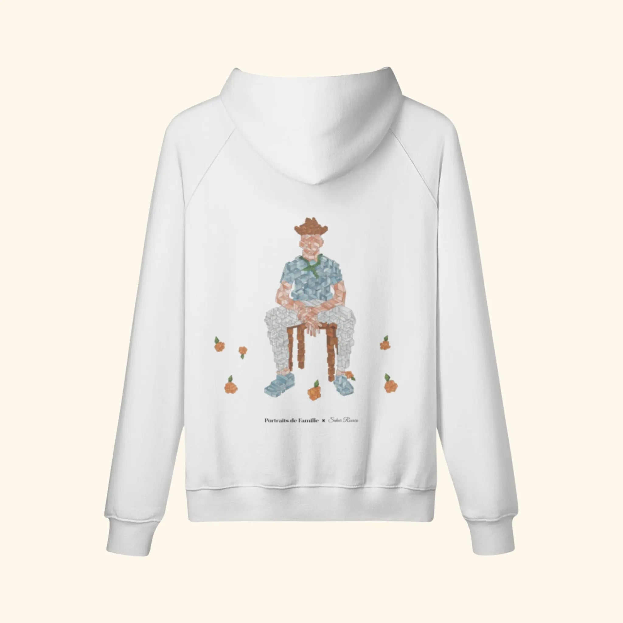 Portraits de Famille The Hoodie Falling Off White Heavy Cotton Back