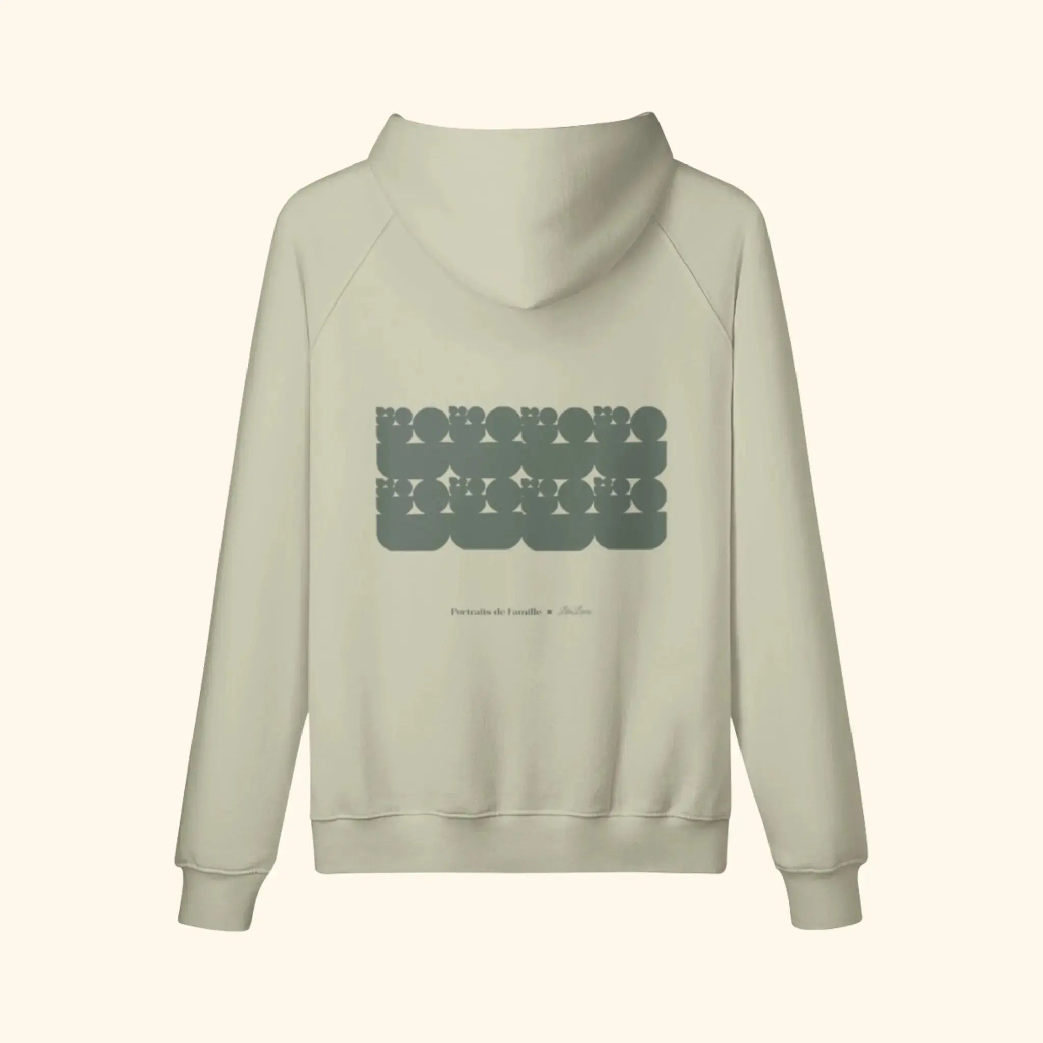 Portraits de Famille The Hoodie Family Soft Khaki Heavy Cotton Back