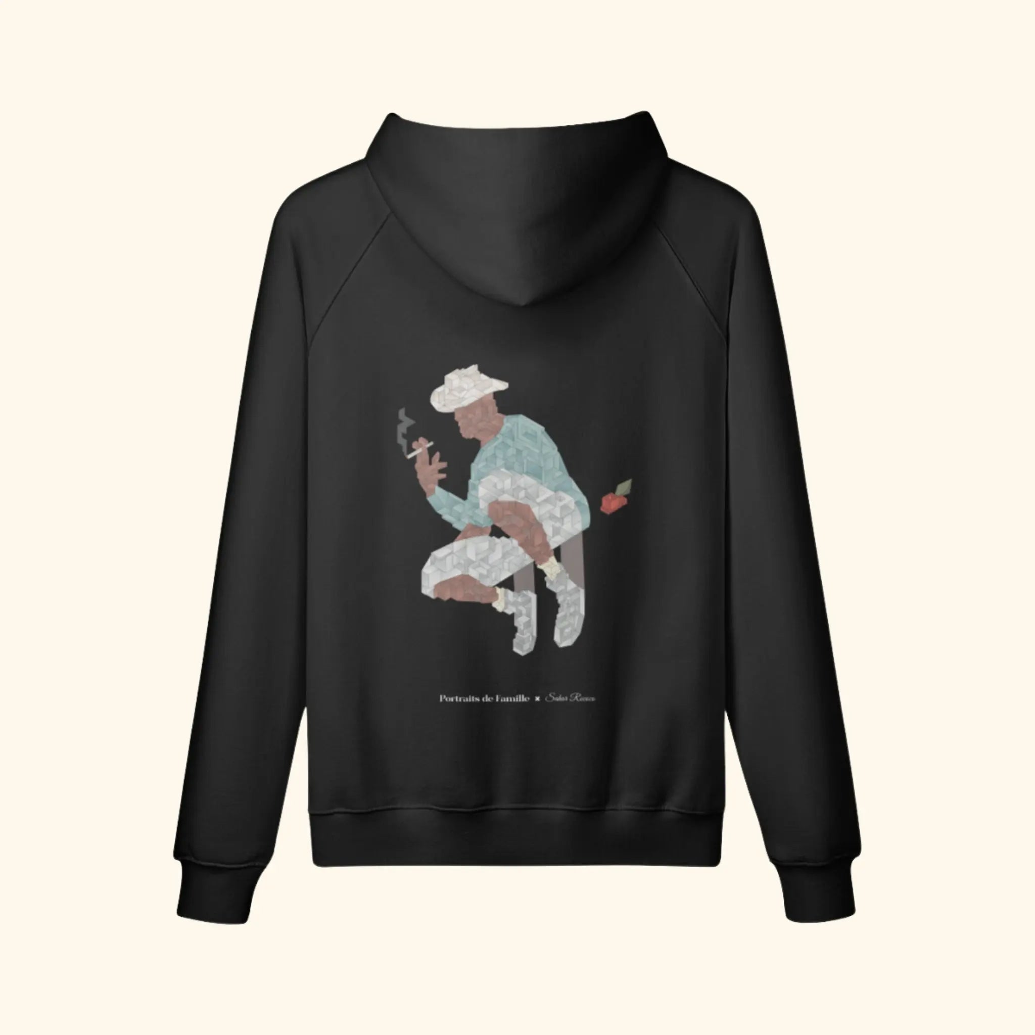 Portraits de Famille The Hoodie Fly Away Midnight Black Heavy Cotton Back