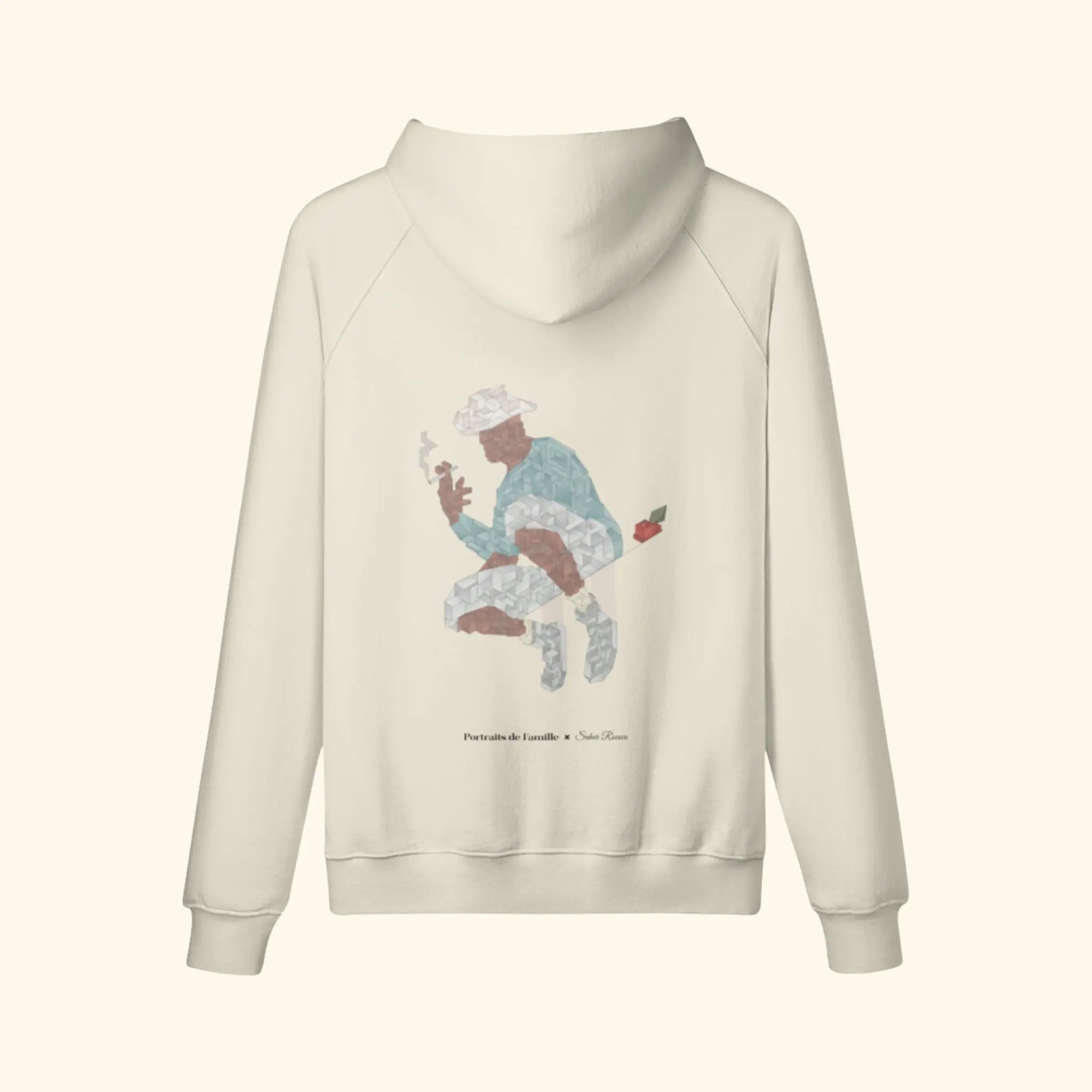 Portraits de Famille The Hoodie Fly Away Pastel Beige Heavy Cotton Back