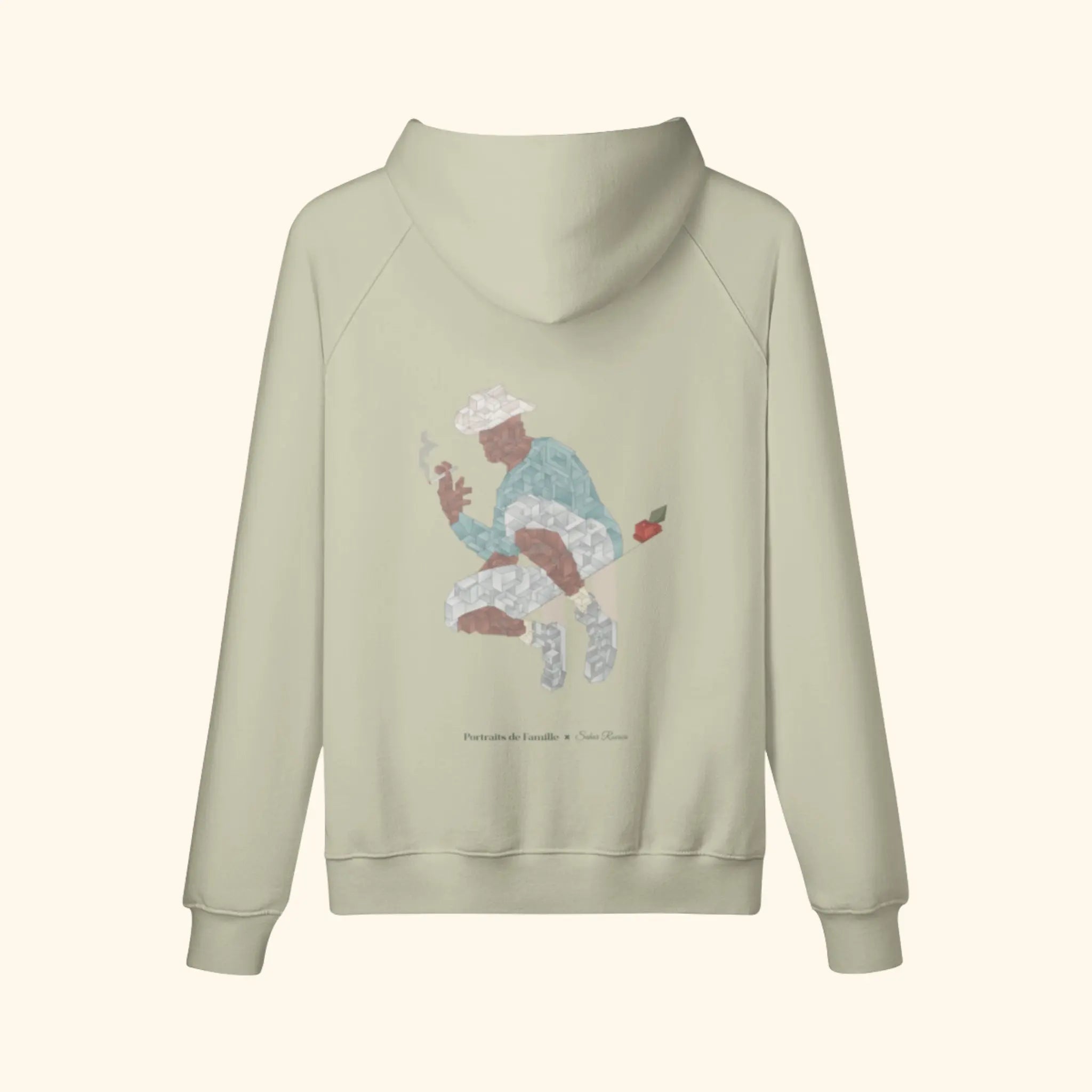 Portraits de Famille The Hoodie Fly Away Soft Khaki Heavy Cotton Back