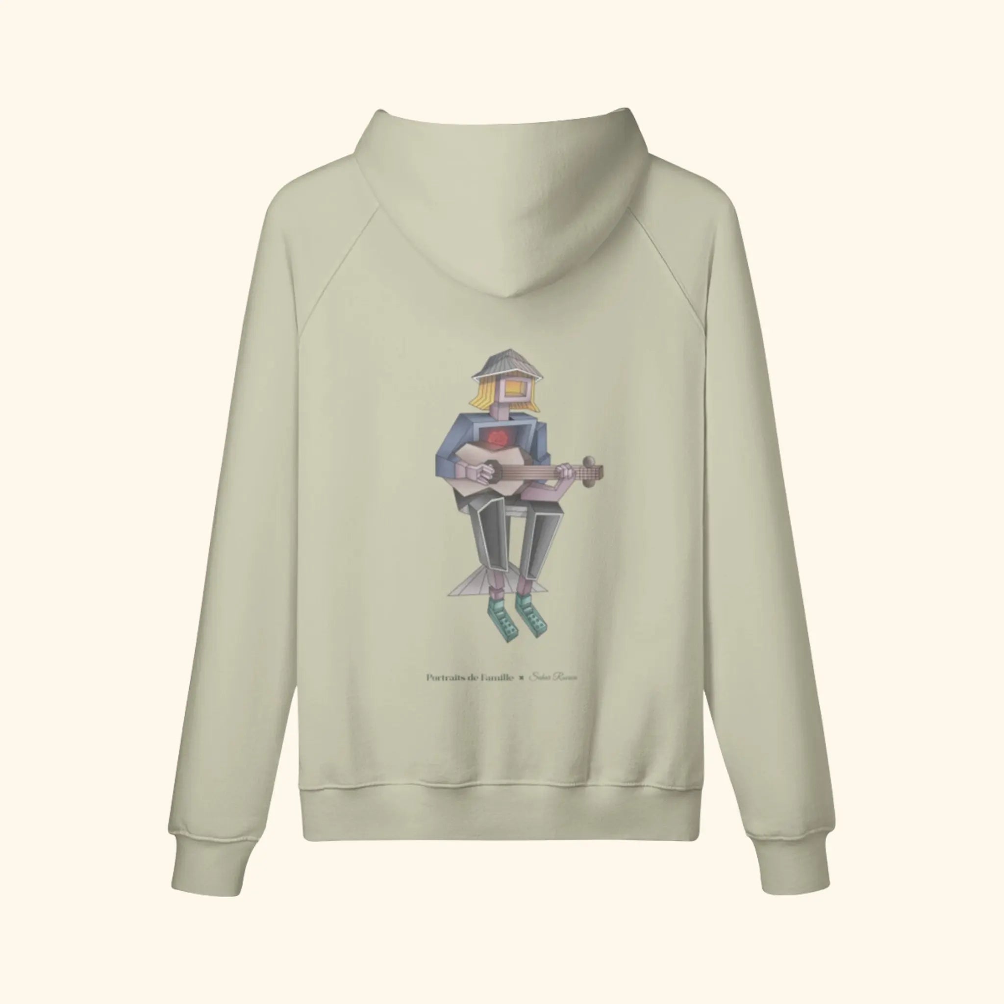 Portraits de Famille The Hoodie Lost Soft Khaki Heavy Cotton Back