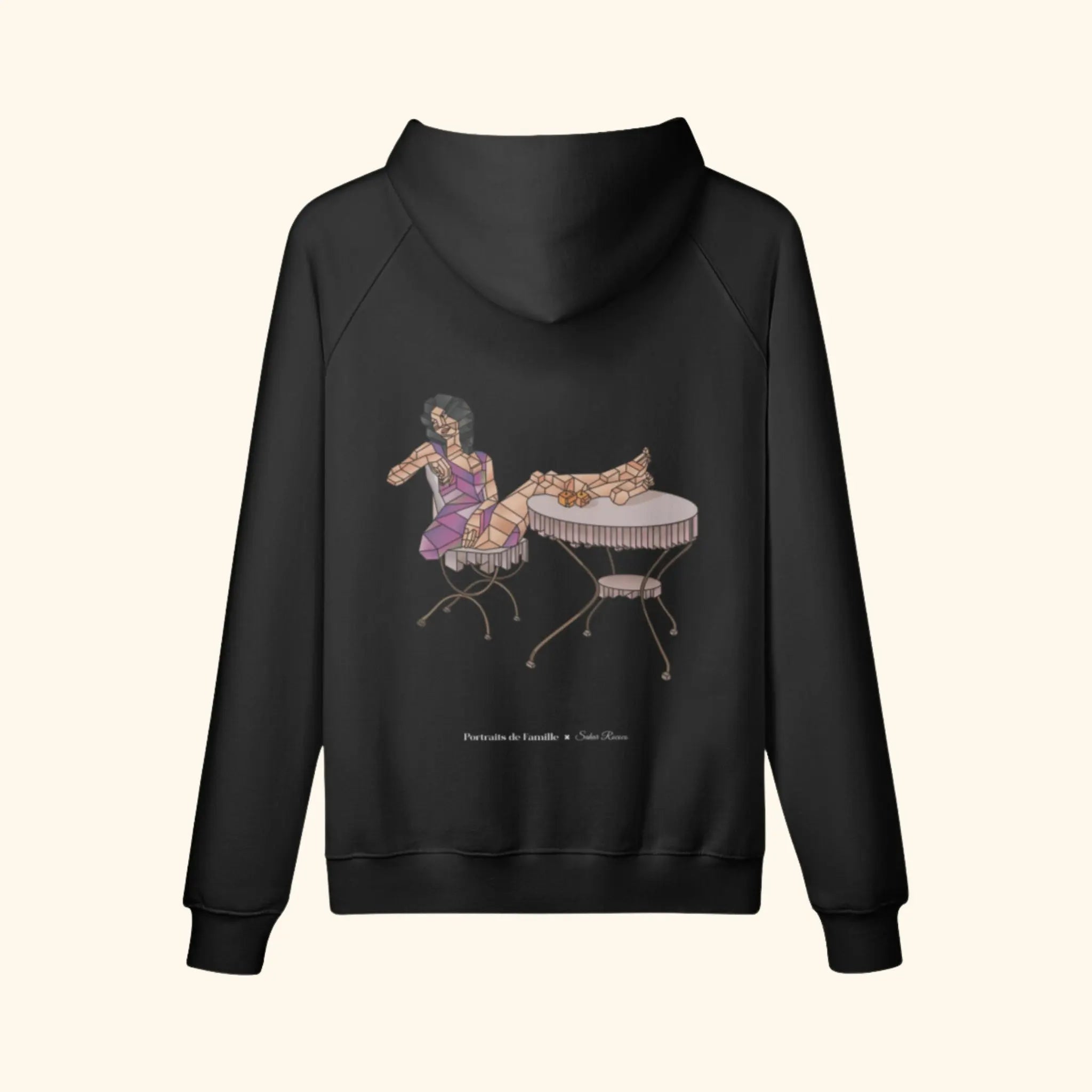 Portraits de Famille The Hoodie Orchard Midnight Black Heavy Cotton Back