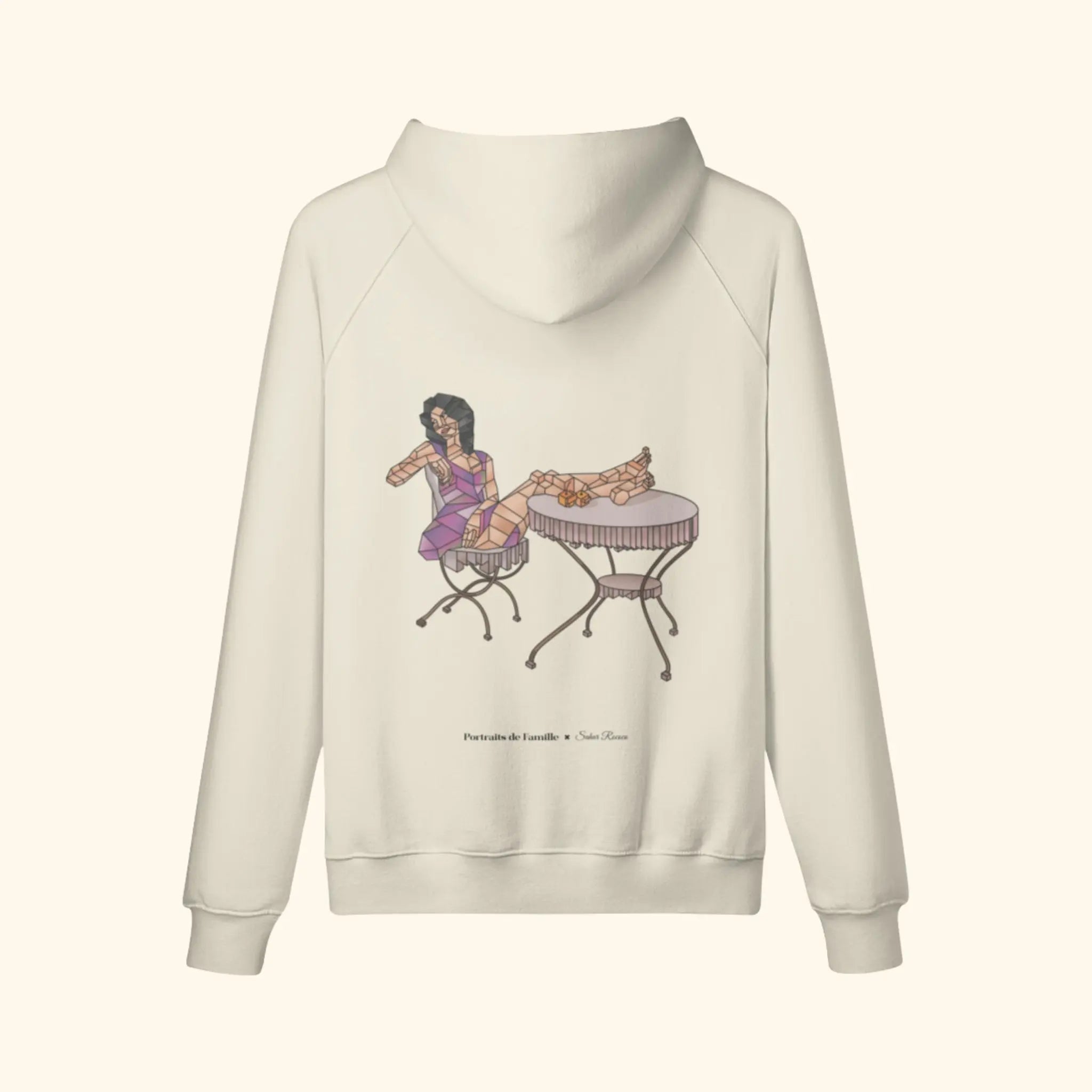 Portraits de Famille The Hoodie Orchard Pastel Beige Heavy Cotton Back