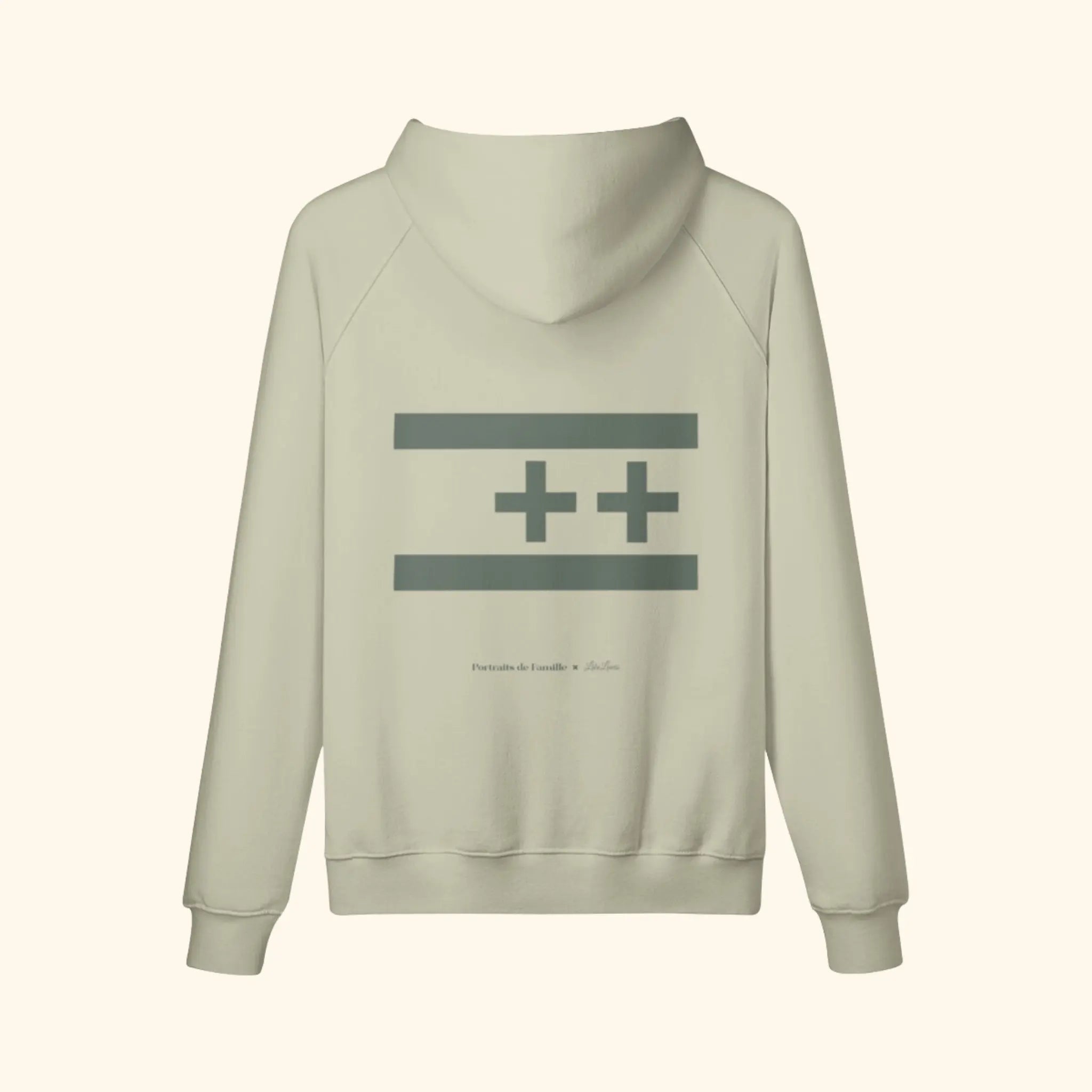Portraits de Famille The Hoodie Positive Soft Khaki Heavy Cotton Back