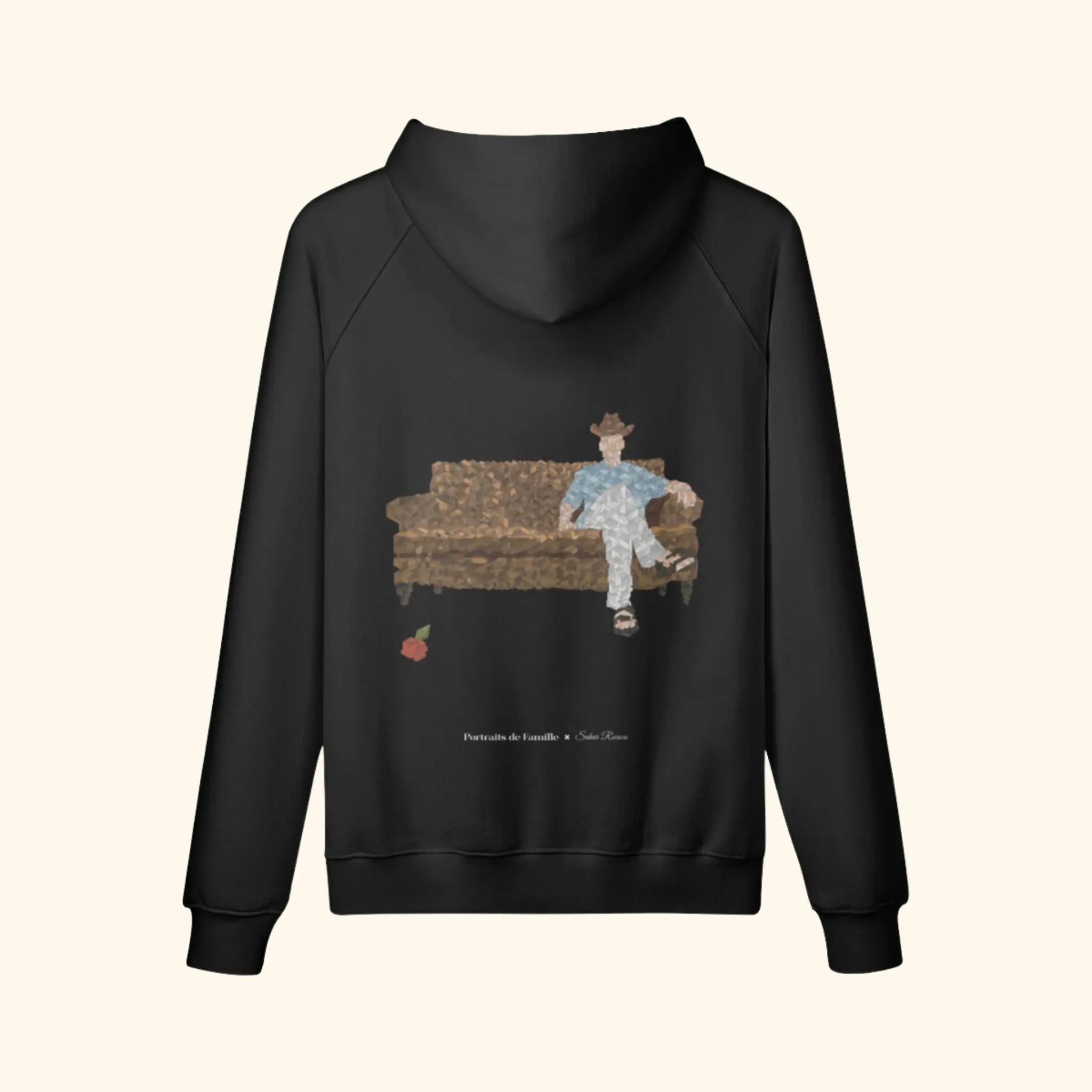 Portraits de Famille The Hoodie Waiting Room Midnight Black Heavy Cotton Back