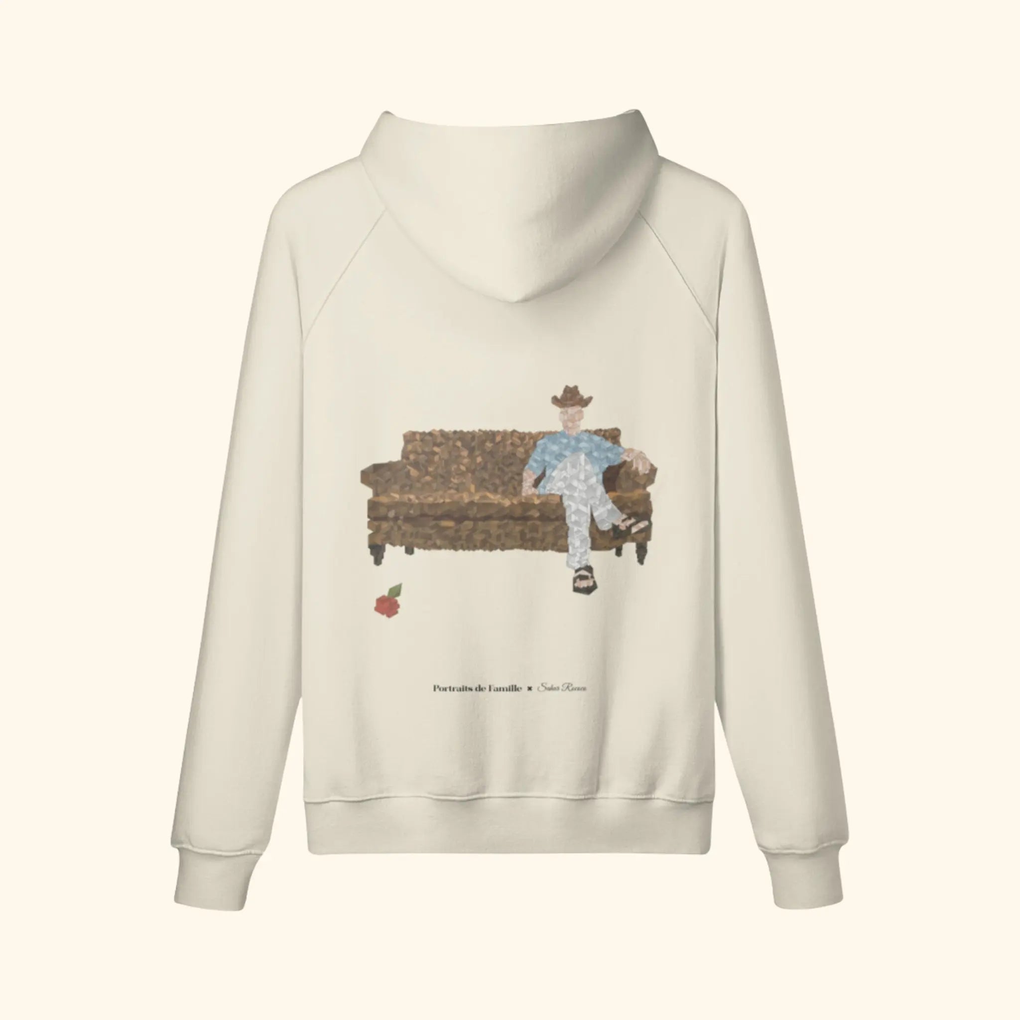 Portraits de Famille The Hoodie Waiting Room Pastel Beige Heavy Cotton Back