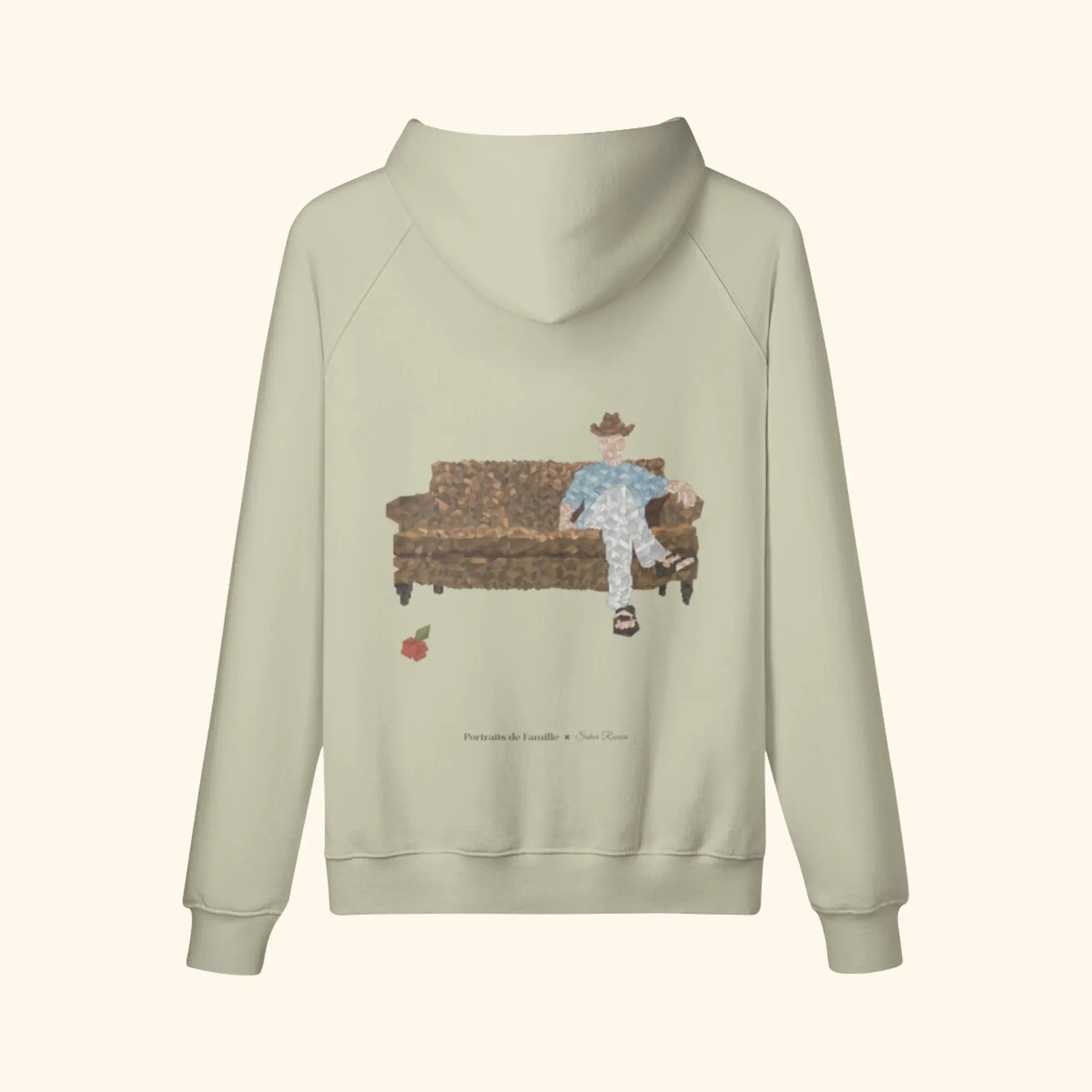 Portraits de Famille The Hoodie Waiting Room Soft Khaki Heavy Cotton Back