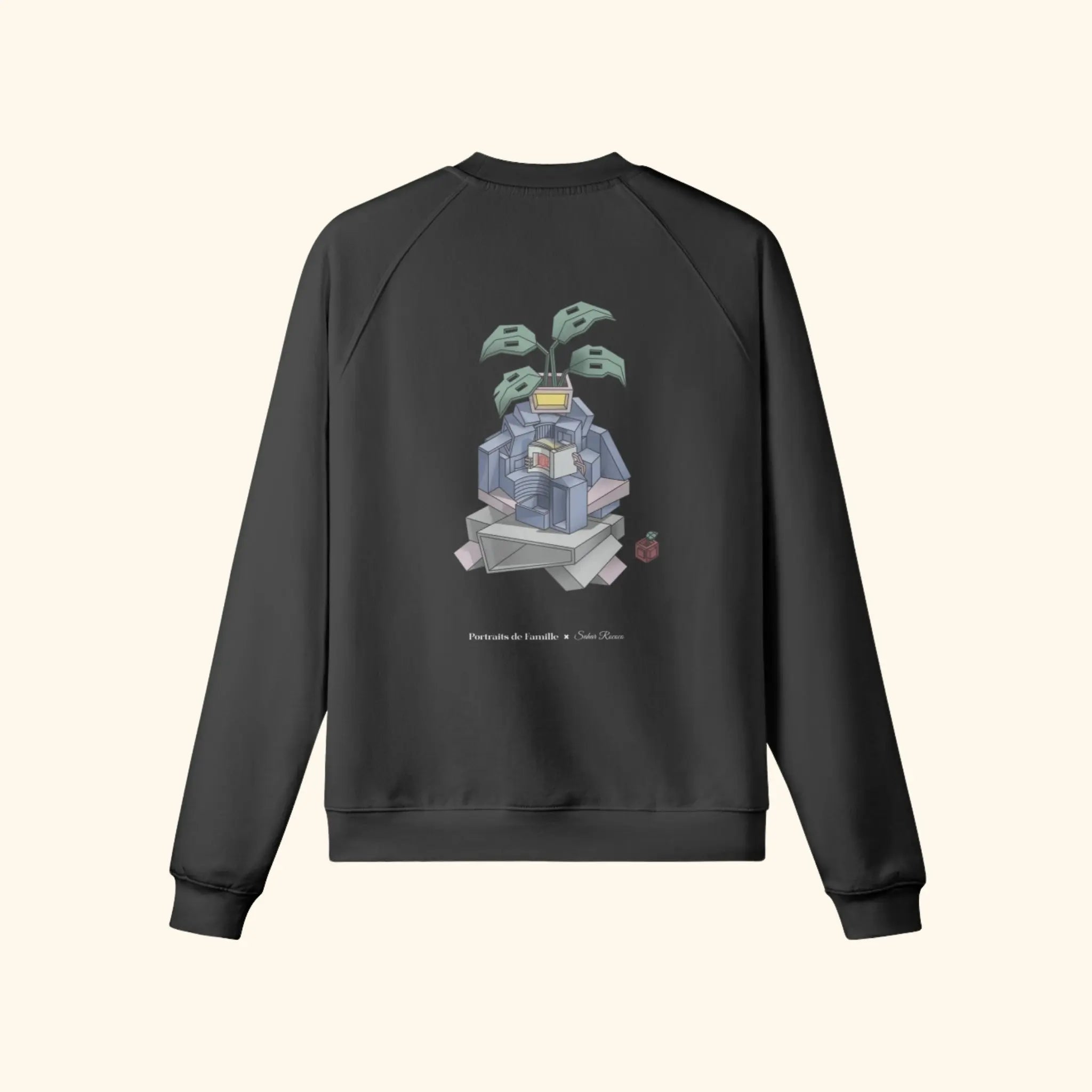 Portraits de Famille The Sweatshirt Blooming Midnight Black Heavy Cotton Back